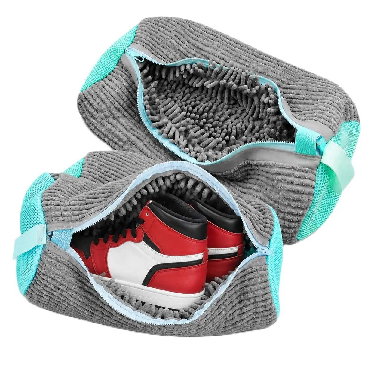 GP Technologies Sacche Lavaggio Scarpe in Lavatrice con Cerniera, 2 Pezzi, Microfibra e Rete, 40 x 20 x 12 cm - immagine 1