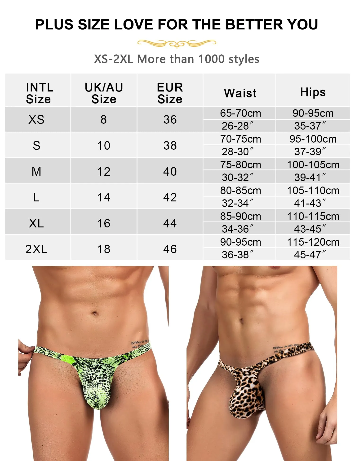 Sunshinelady Perizoma da Uomo Tanga Sexy a Vita Bassa con Borsa, Motivo Serpente, Nero - immagine 2