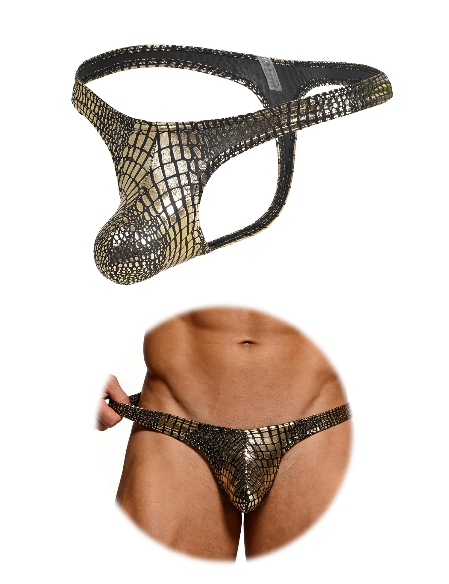 sunshinelady Tanga da uomo sexy a vita bassa, Gold, XXL - immagine 1