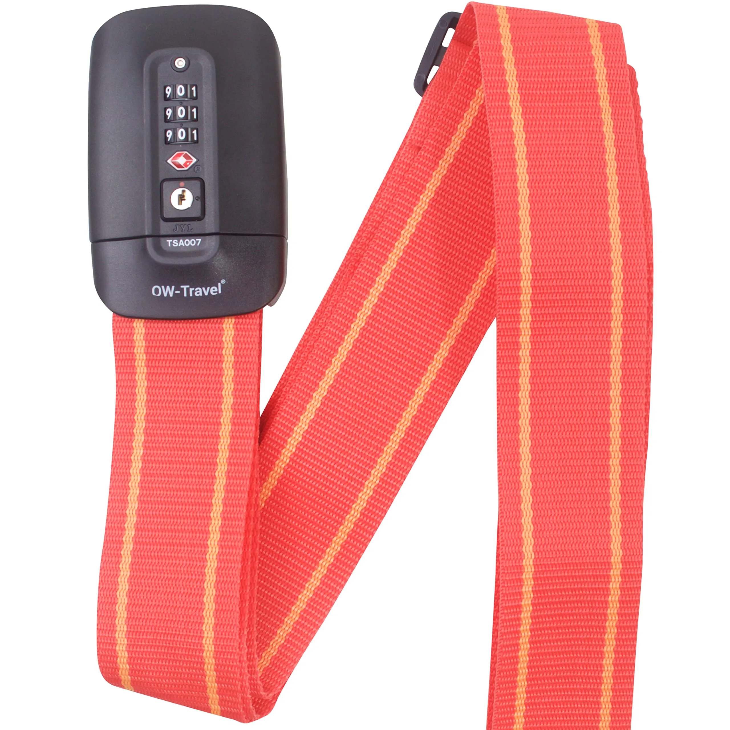 OW-Travel Cinghia per Valigia TSA con Chiusura, Rosso/Giallo - immagine 1