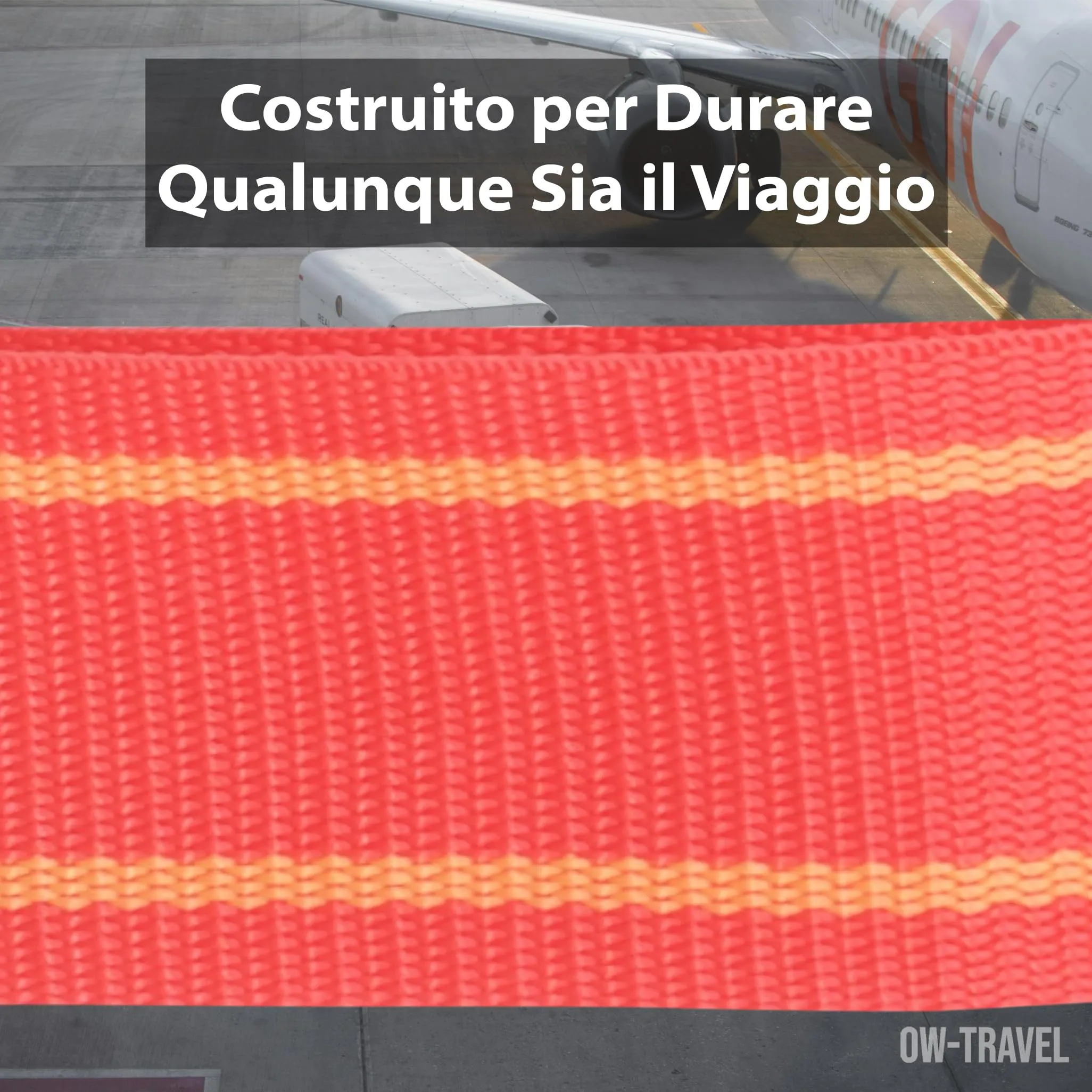 OW-Travel Cinghia per Valigia TSA con Chiusura, Rosso/Giallo - immagine 7