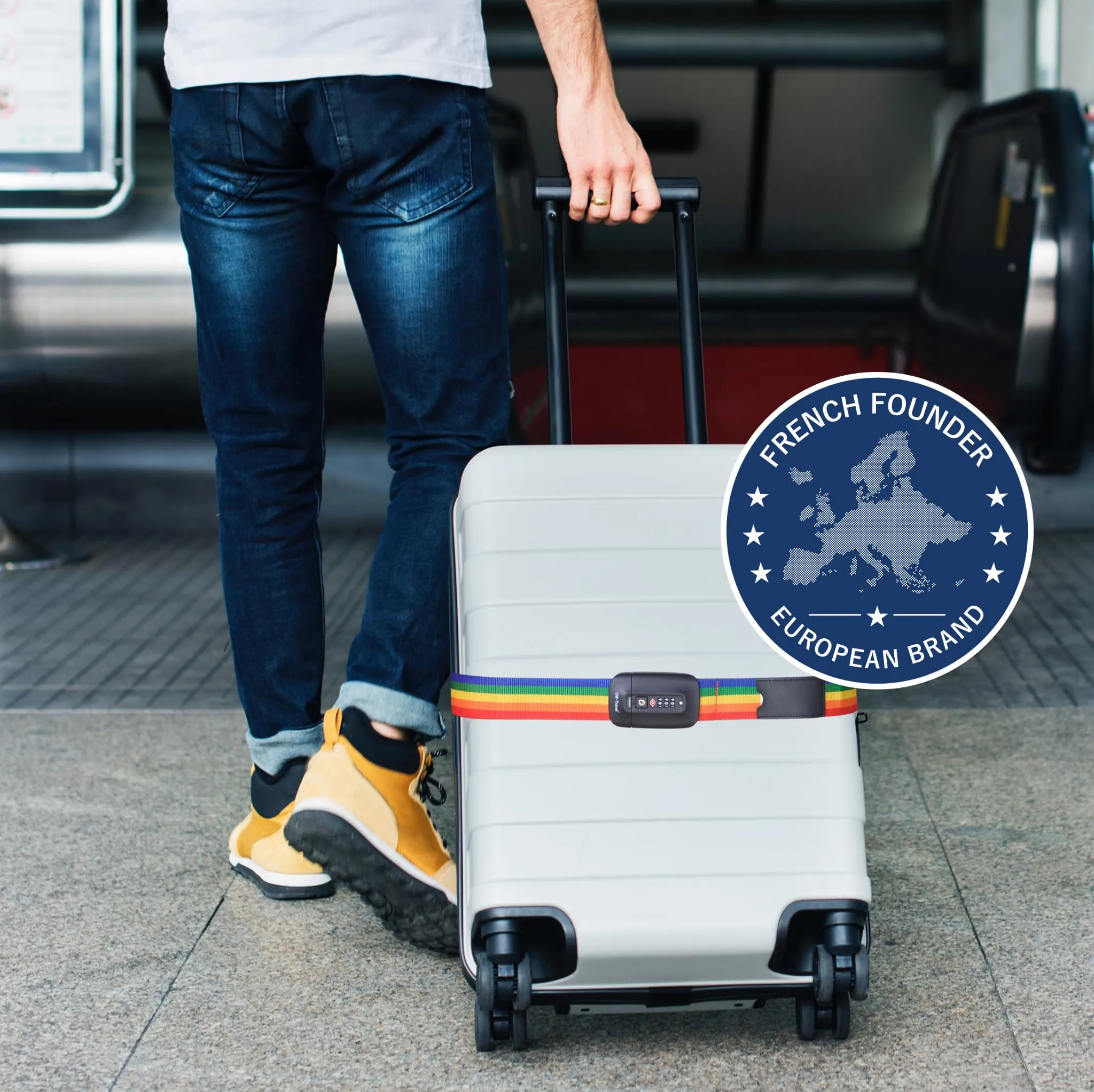 OW-Travel Cinghia per Valigia TSA con Chiusura, Arcobaleno - immagine 2