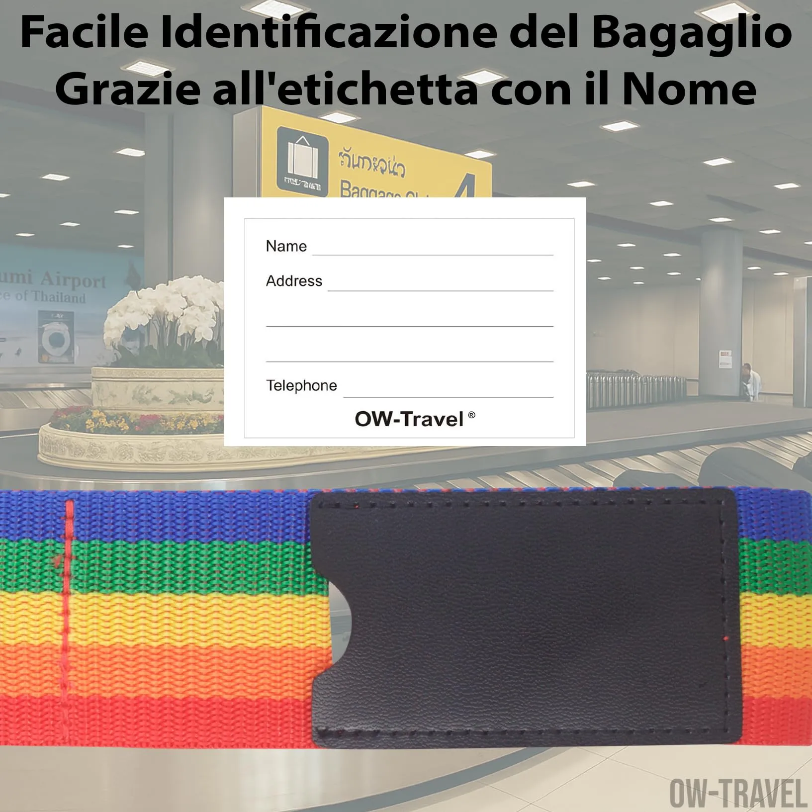 OW-Travel Cinghia per Valigia TSA con Chiusura, Arcobaleno - immagine 6