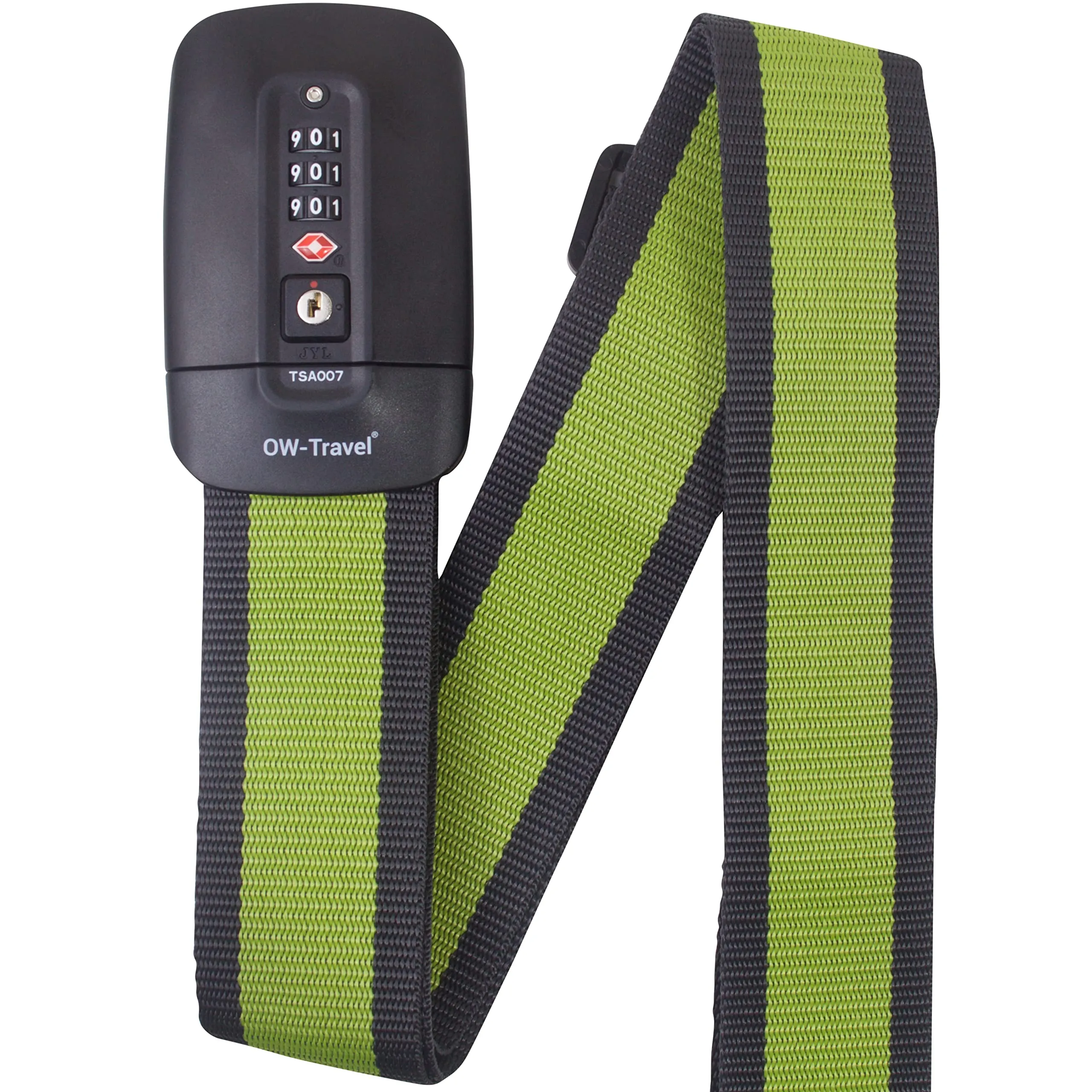 OW-Travel Cinghia per Valigia TSA con Chiusura, Grigio/Verde - immagine 1