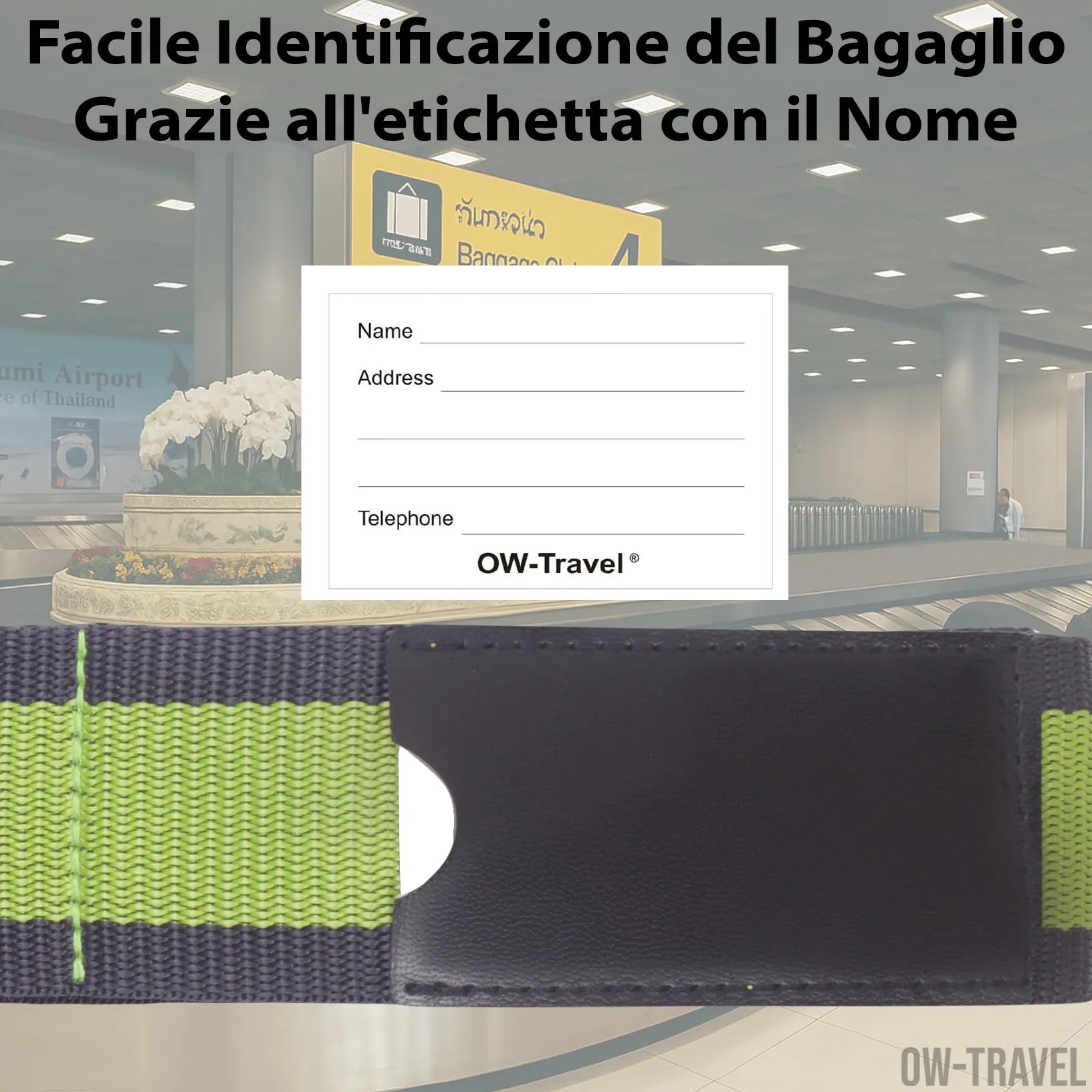 OW-Travel Cinghia per Valigia TSA con Chiusura, Grigio/Verde - immagine 6