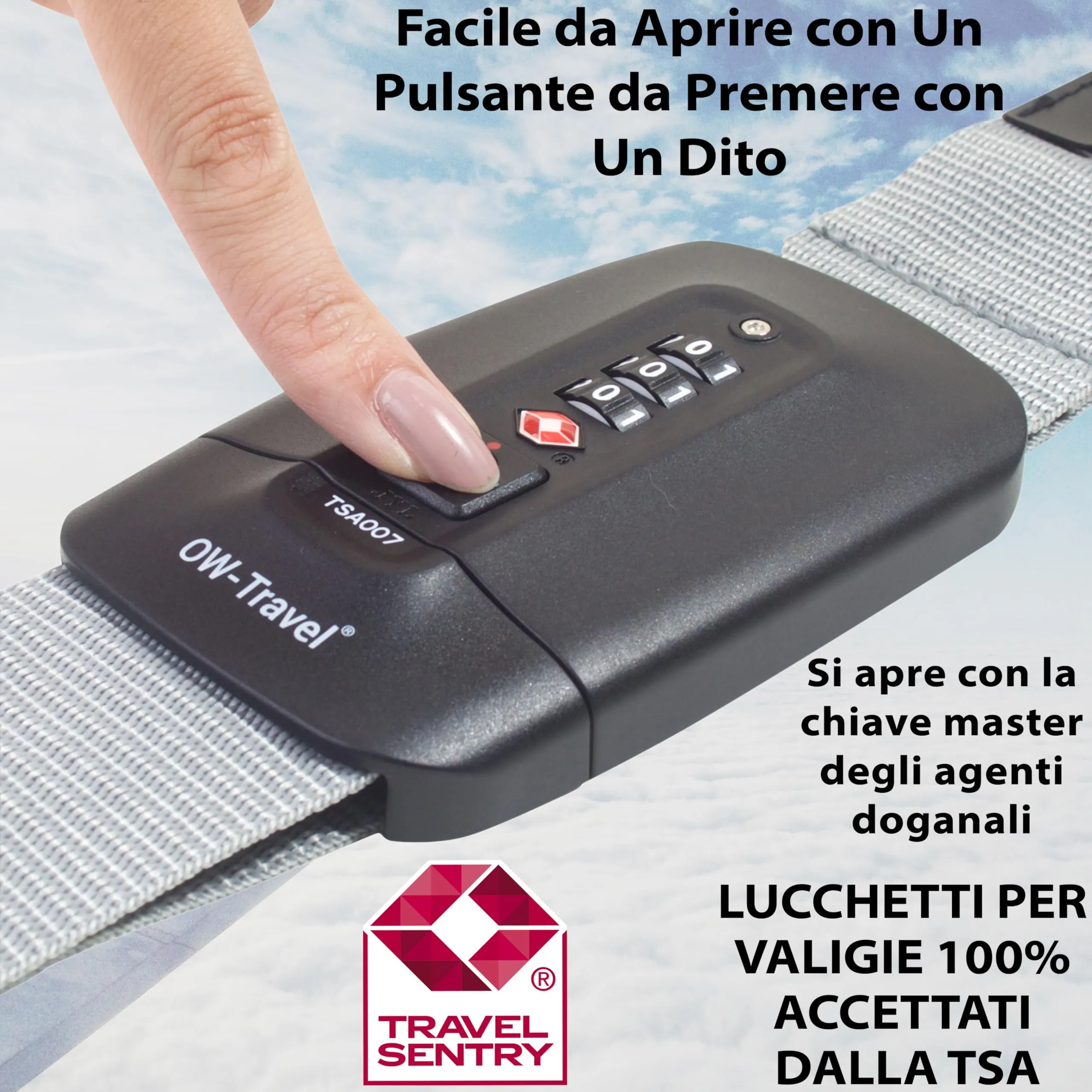 OW-Travel Cinghia per Valigia TSA con Chiusura, Grigio - immagine 3