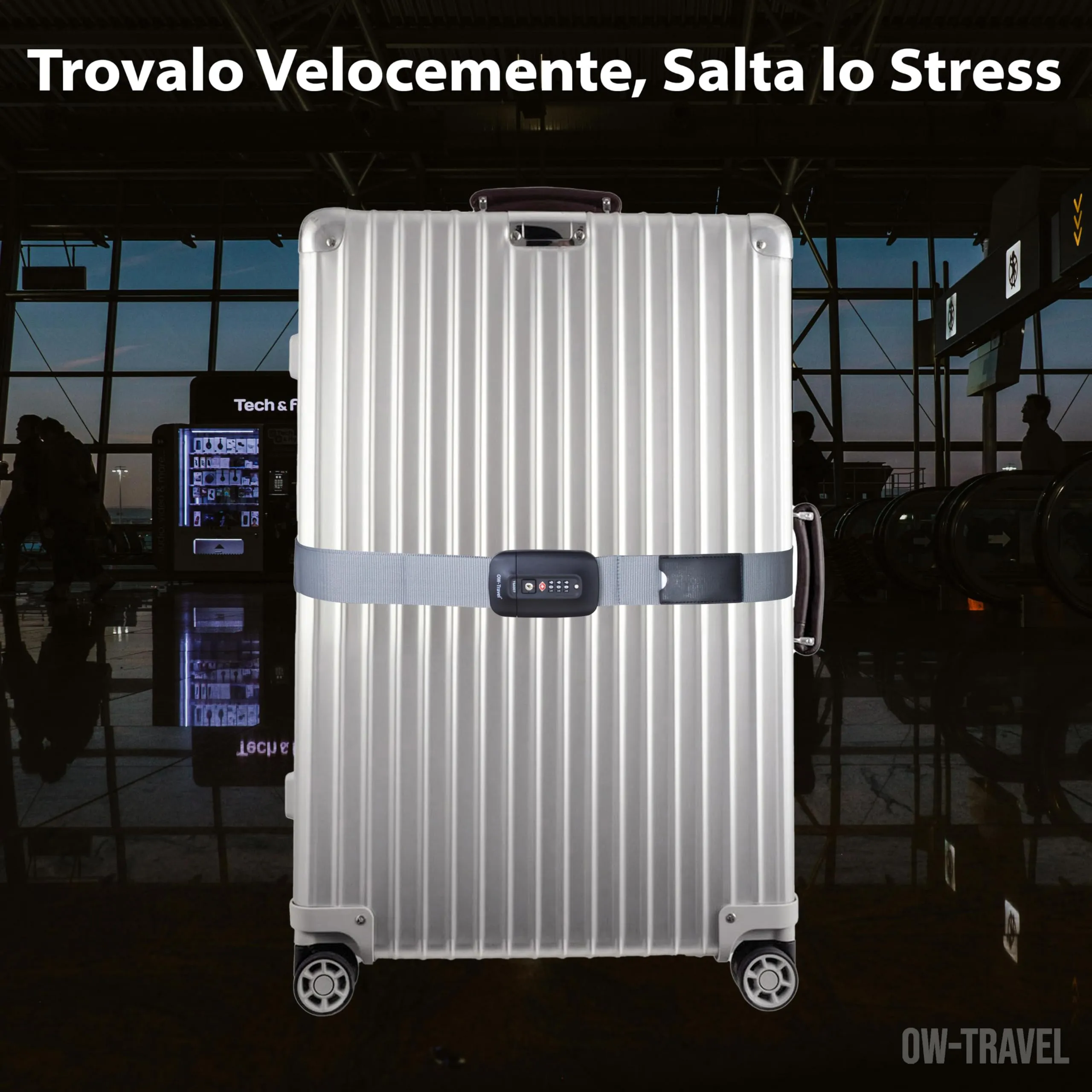 OW-Travel Cinghia per Valigia TSA con Chiusura, Grigio - immagine 4