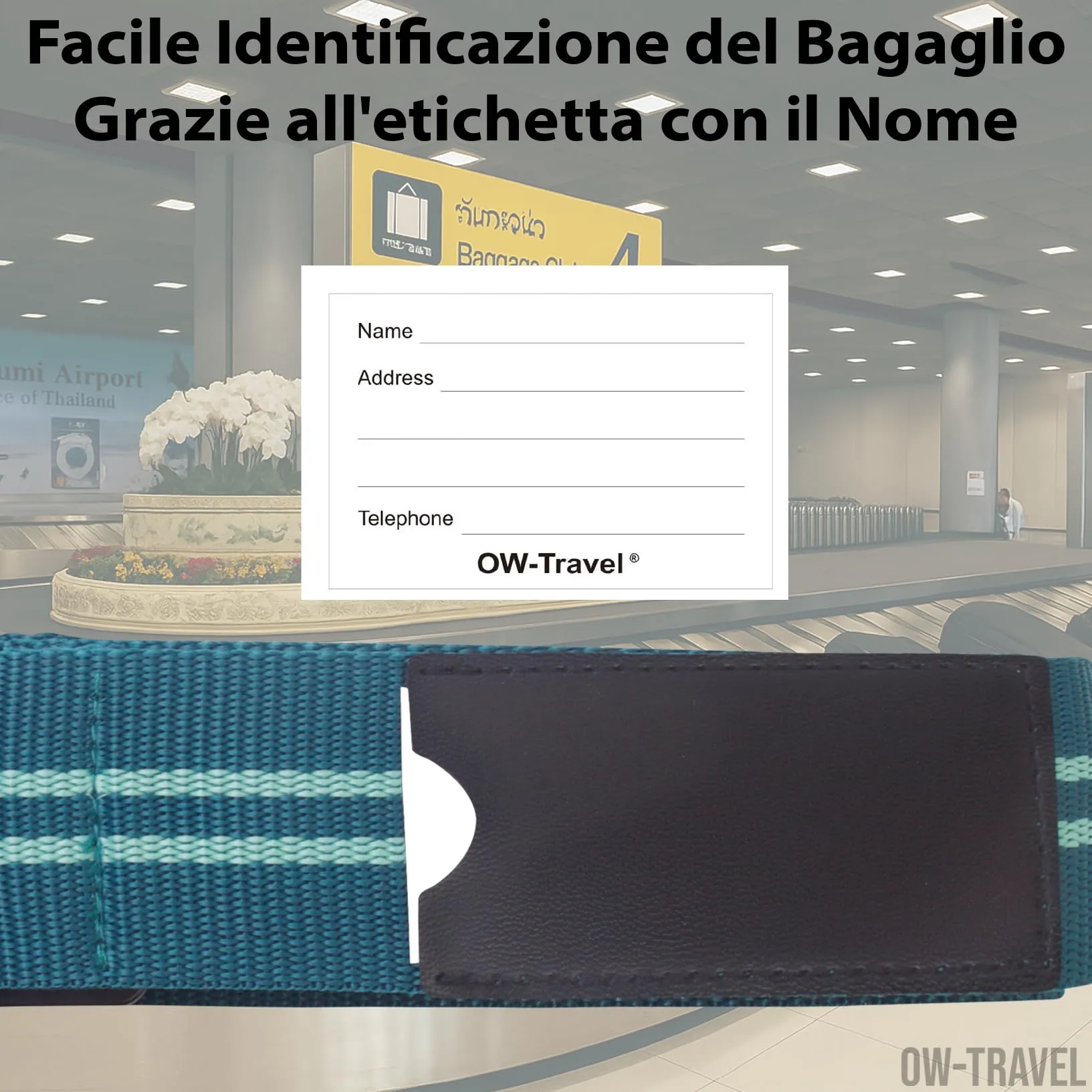 OW-Travel Cinghia per Valigia TSA con Chiusura, Blu/Verde - immagine 6