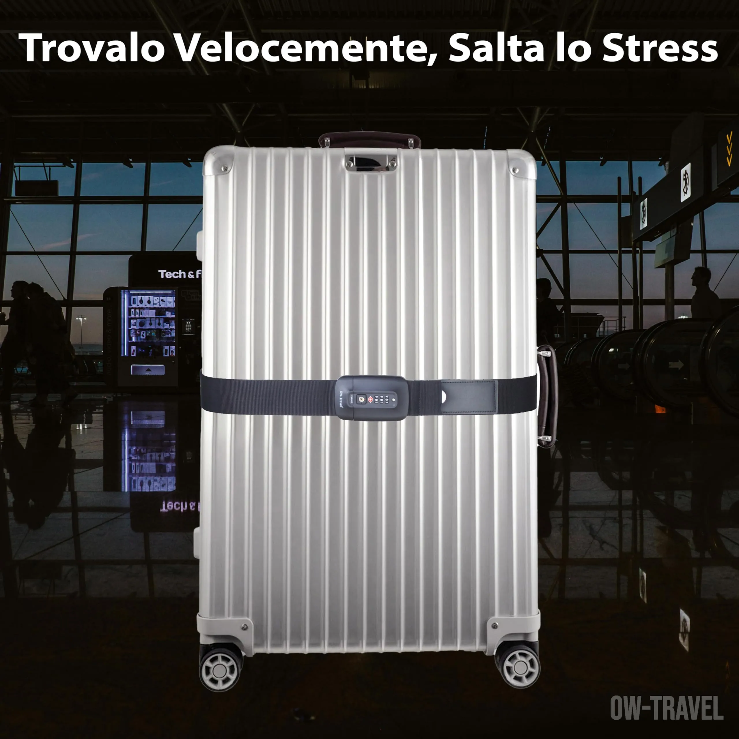 OW-Travel Cinghia per Valigia TSA con Chiusura, Nero - immagine 4