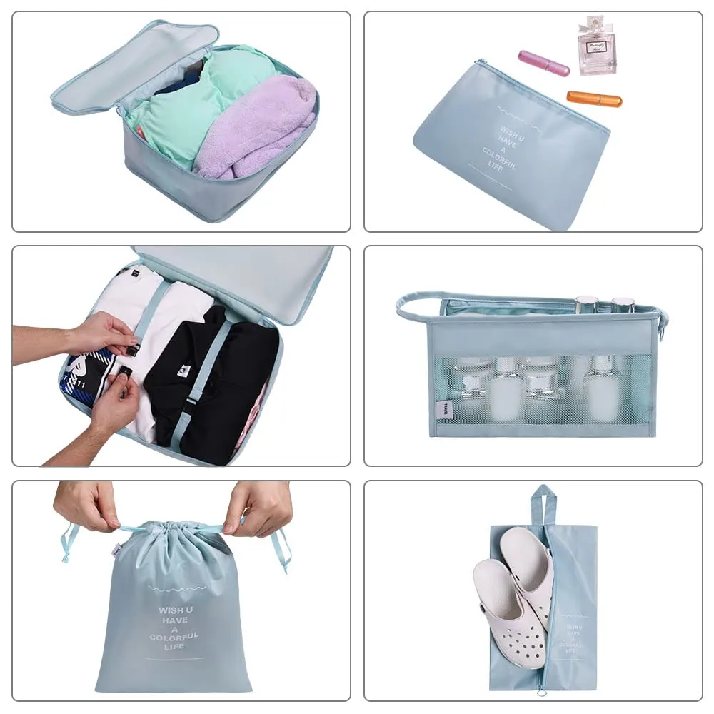 OSDUE Organizer Valigia, Set di 9 Pezzi Sistema di Cubi da Viaggio, Blu Coreano - immagine 3