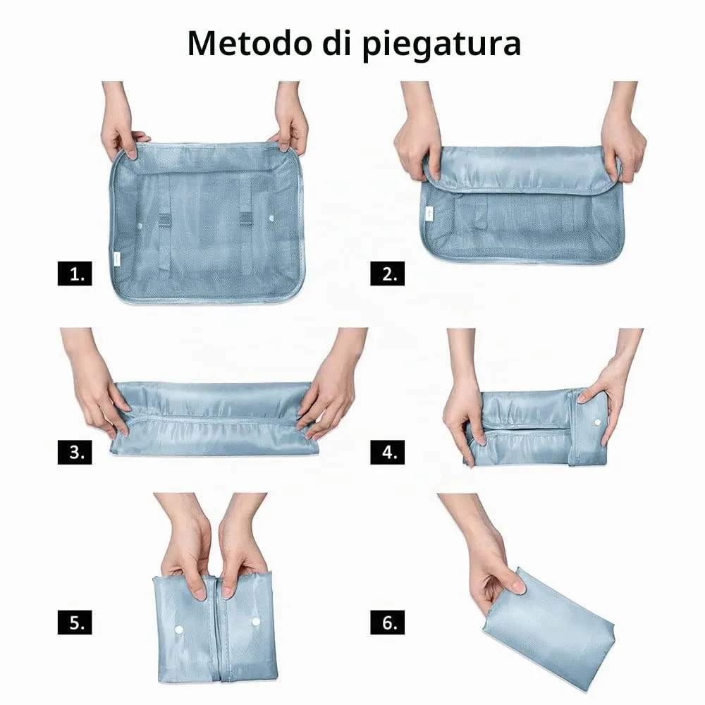 OSDUE Organizer Valigia, Set di 9 Pezzi Sistema di Cubi da Viaggio, Blu Coreano - immagine 4
