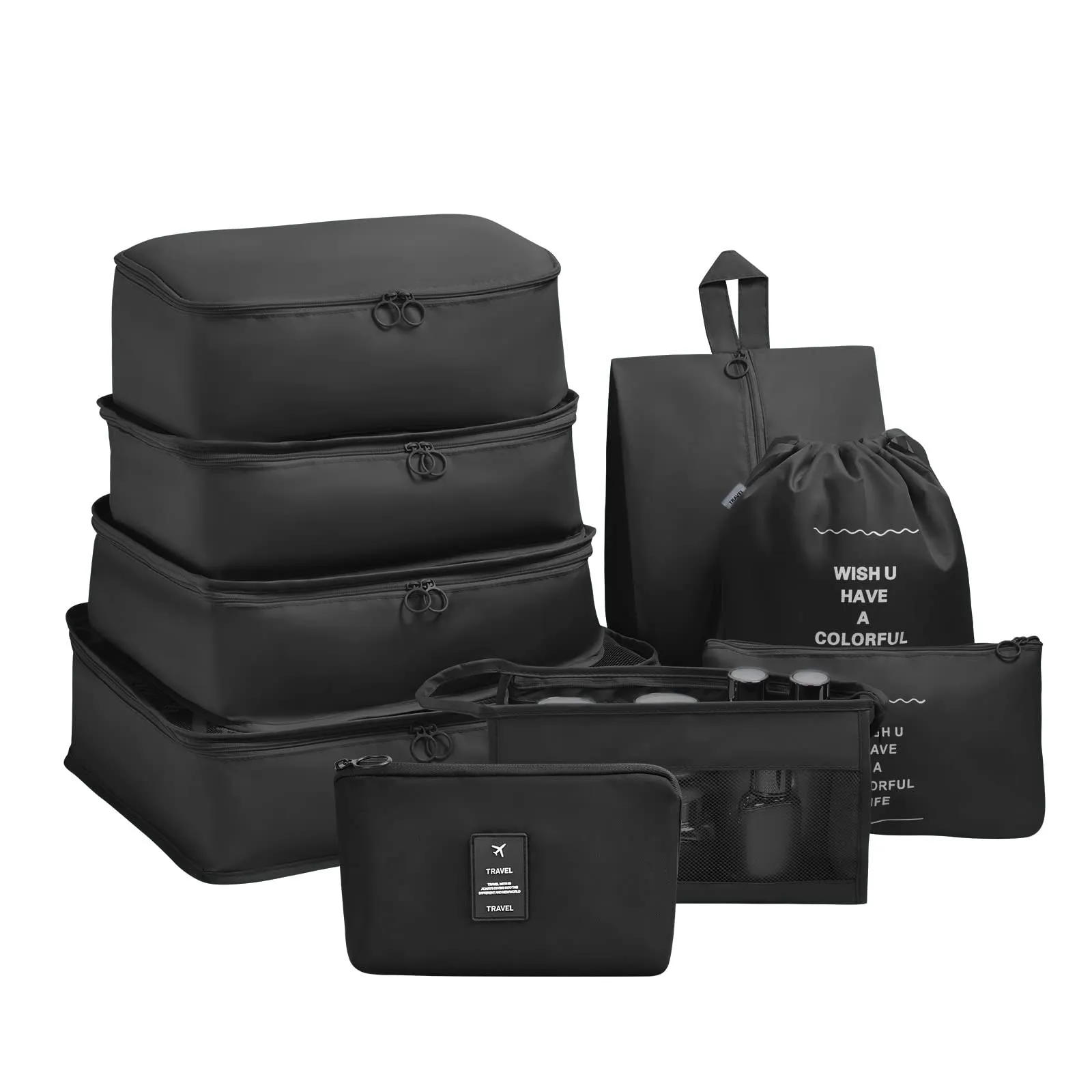 OSDUE Set Organizzatore Valigia 9 Pezzi, Nero - immagine 9