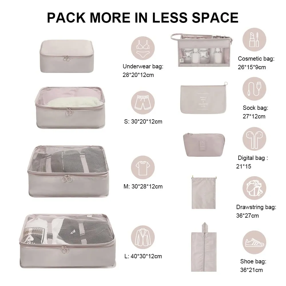 OSDUE Set Organizer da Viaggio 9 Pezzi, Beige - immagine 2