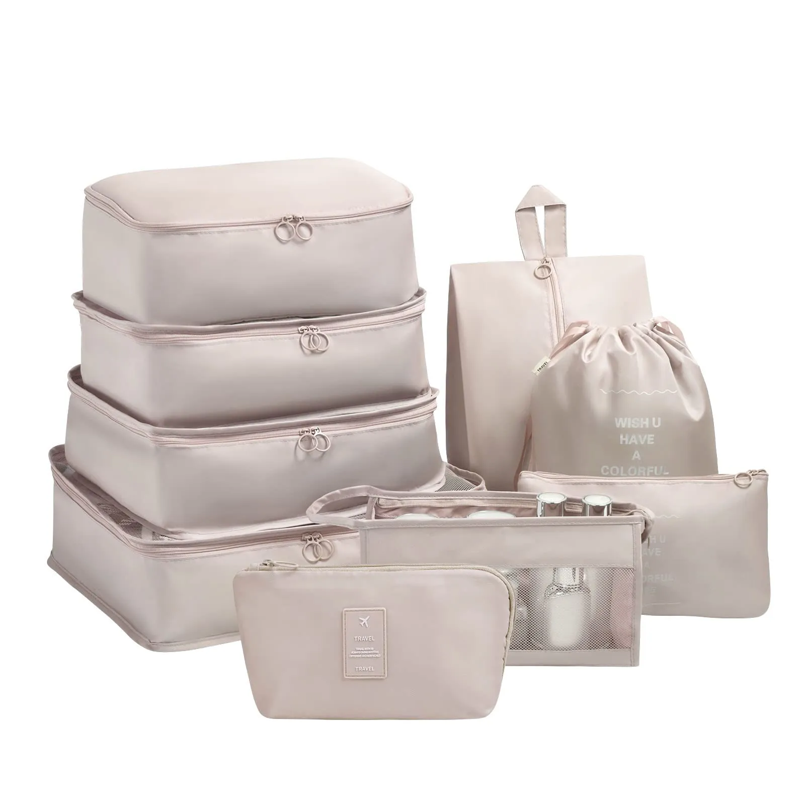 OSDUE Set Organizer da Viaggio 9 Pezzi, Beige - immagine 9