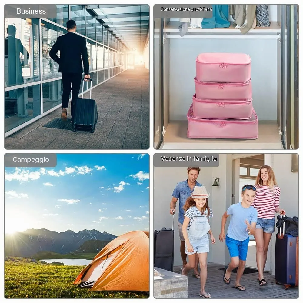 OSDUE Organizer Valigia, Set di 9 Pezzi per Cubi di Viaggio e Separatori, Rosa - immagine 8