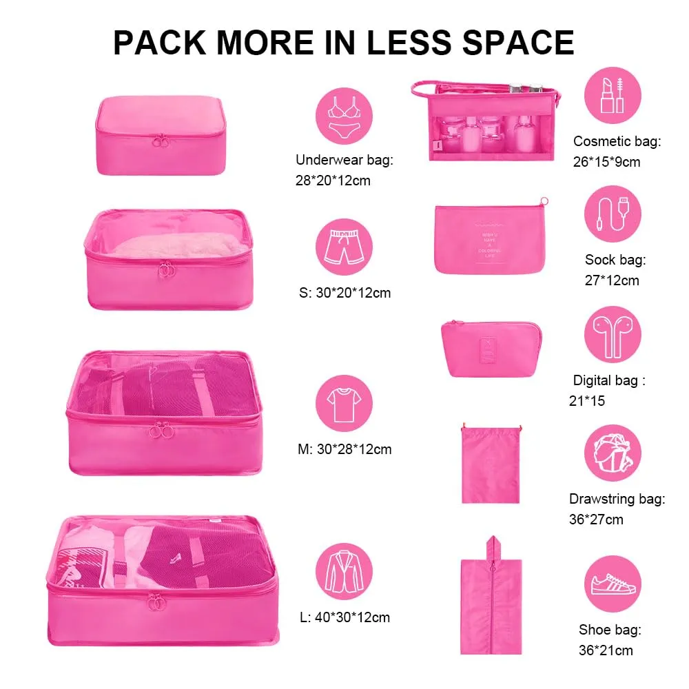 OSDUE Set Organizer Valigia 9 Pezzi, Sistema di Cubi di Viaggio per Abbigliamento, Intimo e Calzature - immagine 2