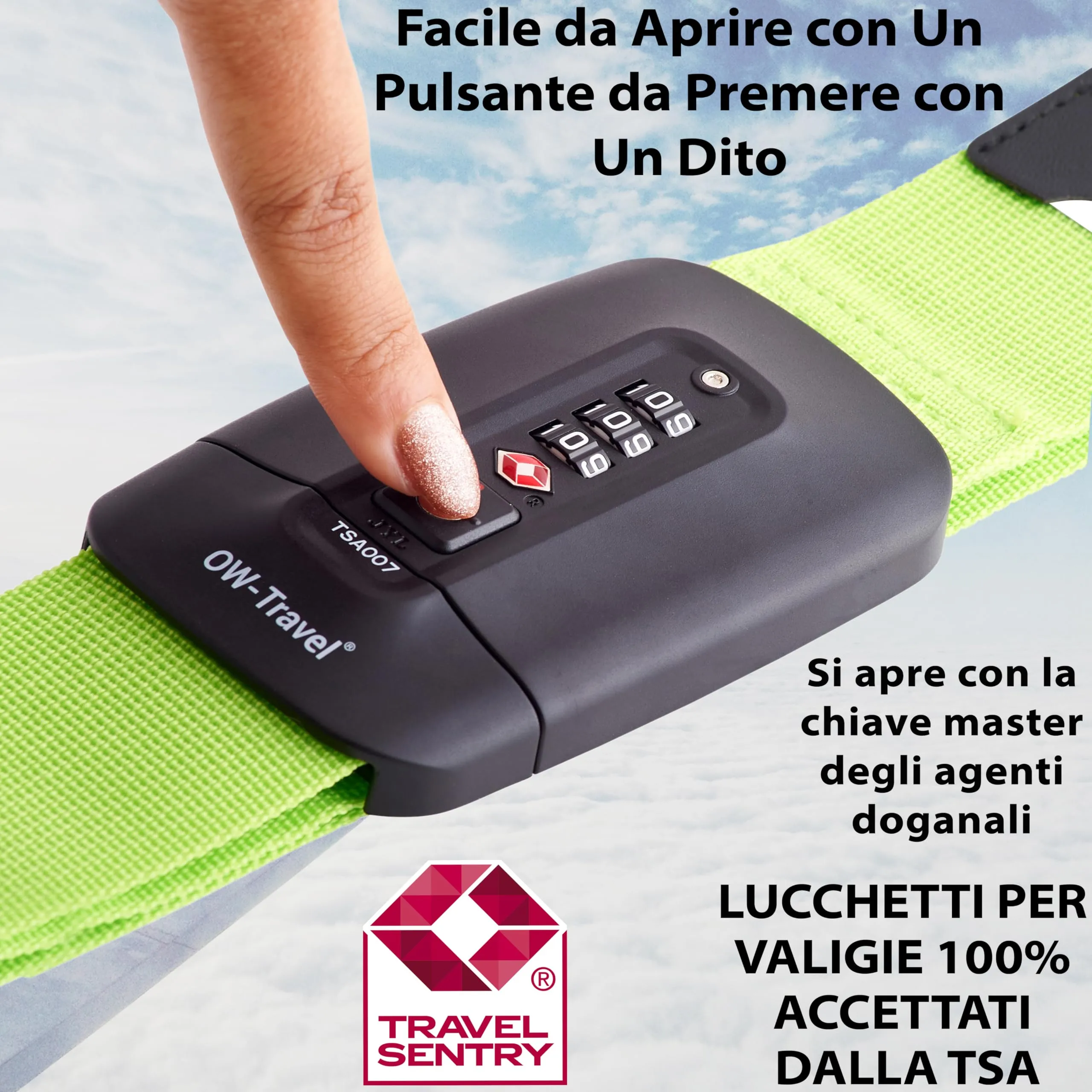 OW-Travel Cinghia per Valigia TSA con Chiusura, Verde - immagine 3