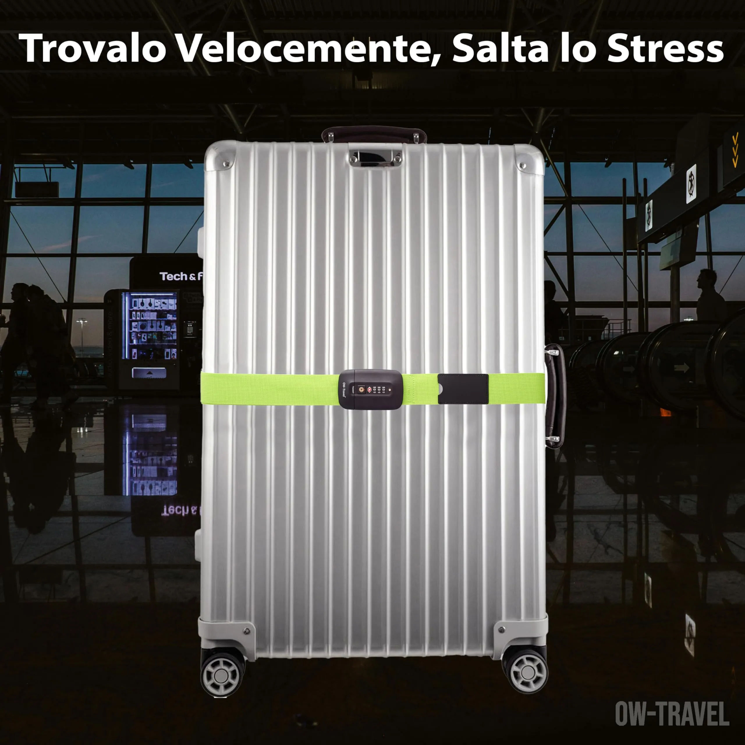OW-Travel Cinghia per Valigia TSA con Chiusura, Verde - immagine 4