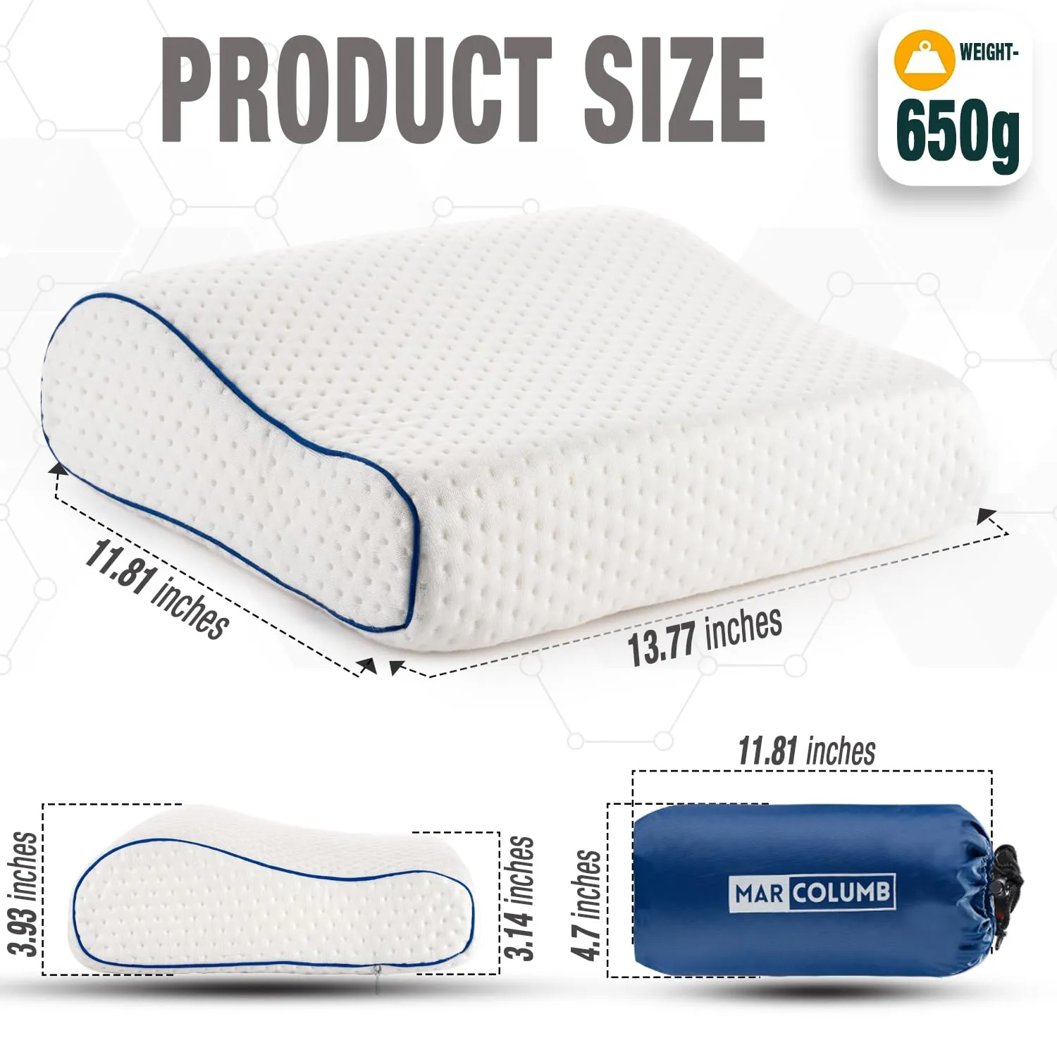 Marcolumb Cuscino in Memory Foam per Viaggi e Campeggio con Borsa Portatile e Federa Termoregolatrice, Contorno Bianco - immagine 3