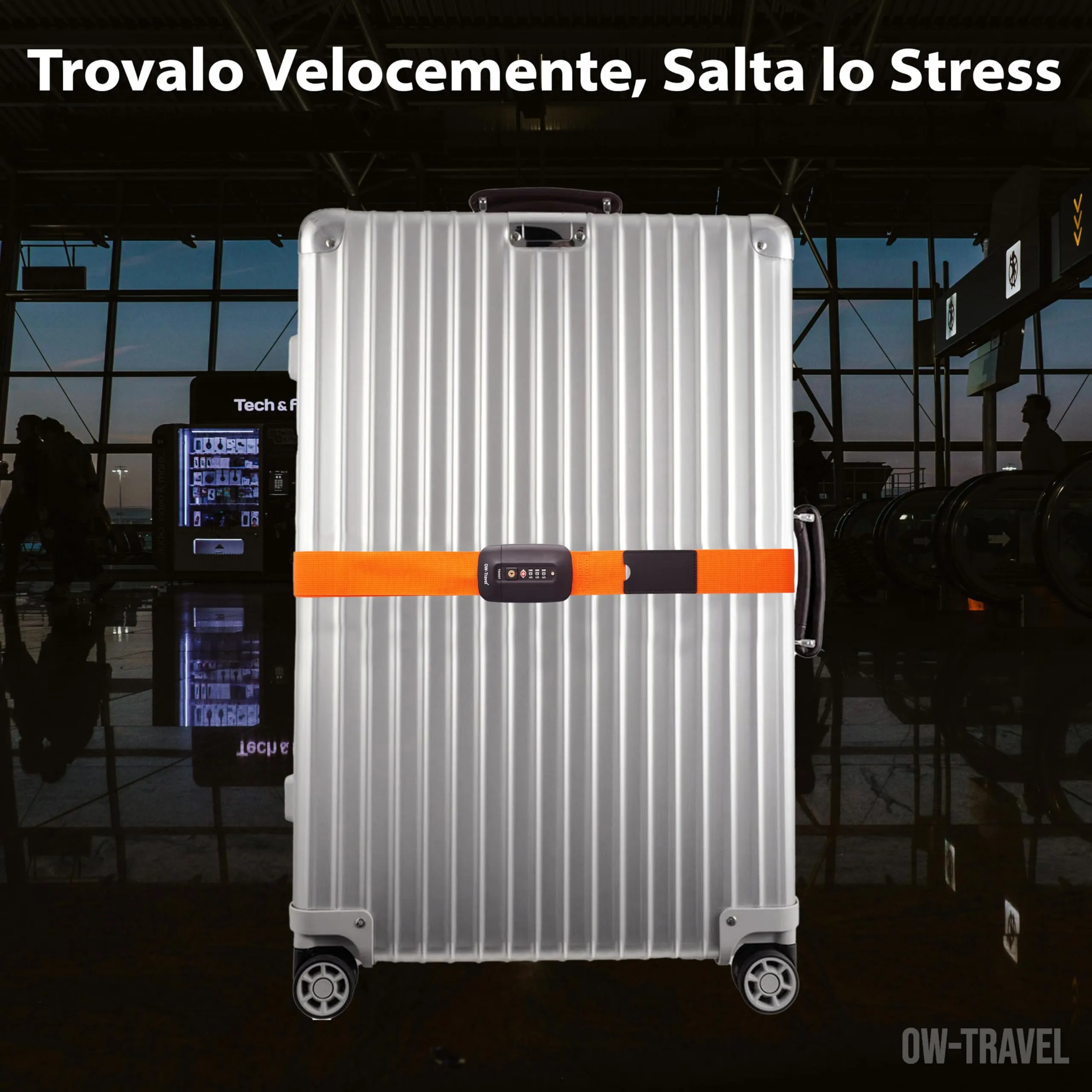 OW-Travel Cinghia per Valigia TSA con Chiusura, Arancione - immagine 4