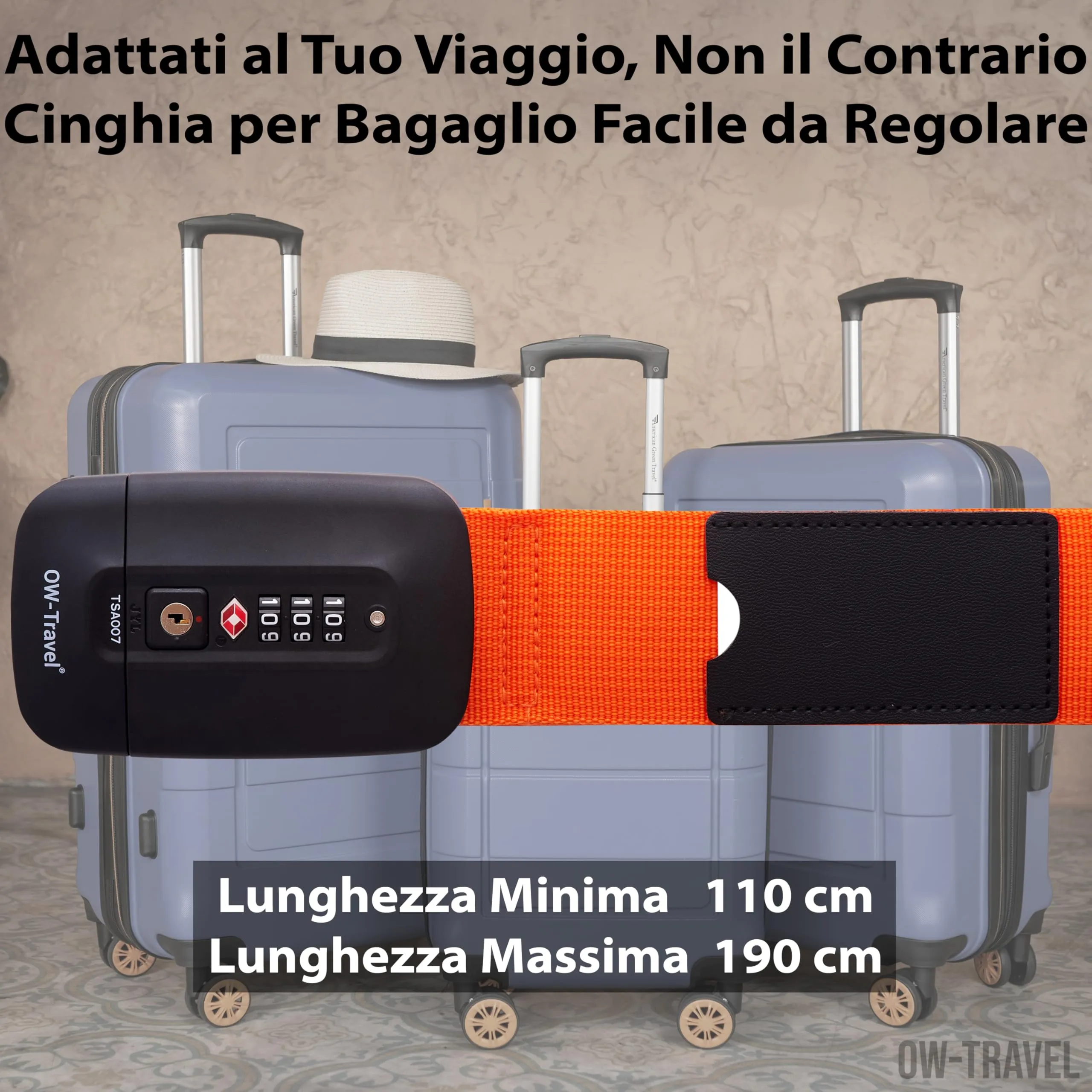 OW-Travel Cinghia per Valigia TSA con Chiusura, Arancione - immagine 5