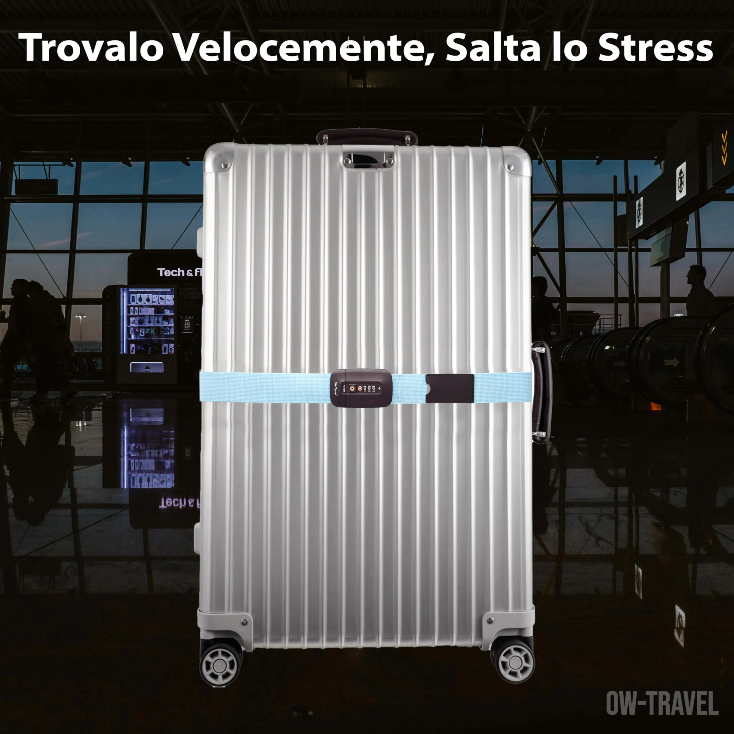 OW-Travel Cinghia per Valigia TSA con Chiusura, Blu - immagine 4