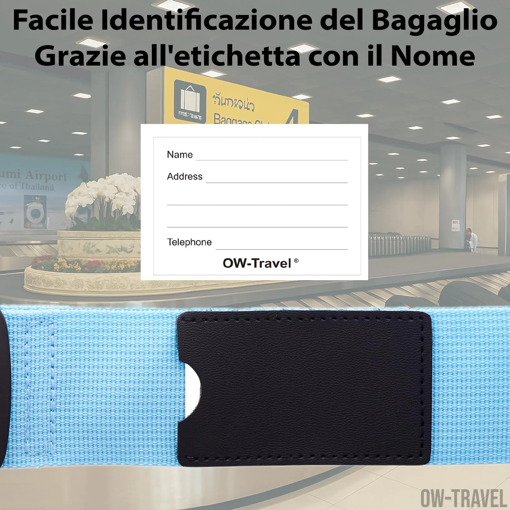 OW-Travel Cinghia per Valigia TSA con Chiusura, Blu - immagine 6