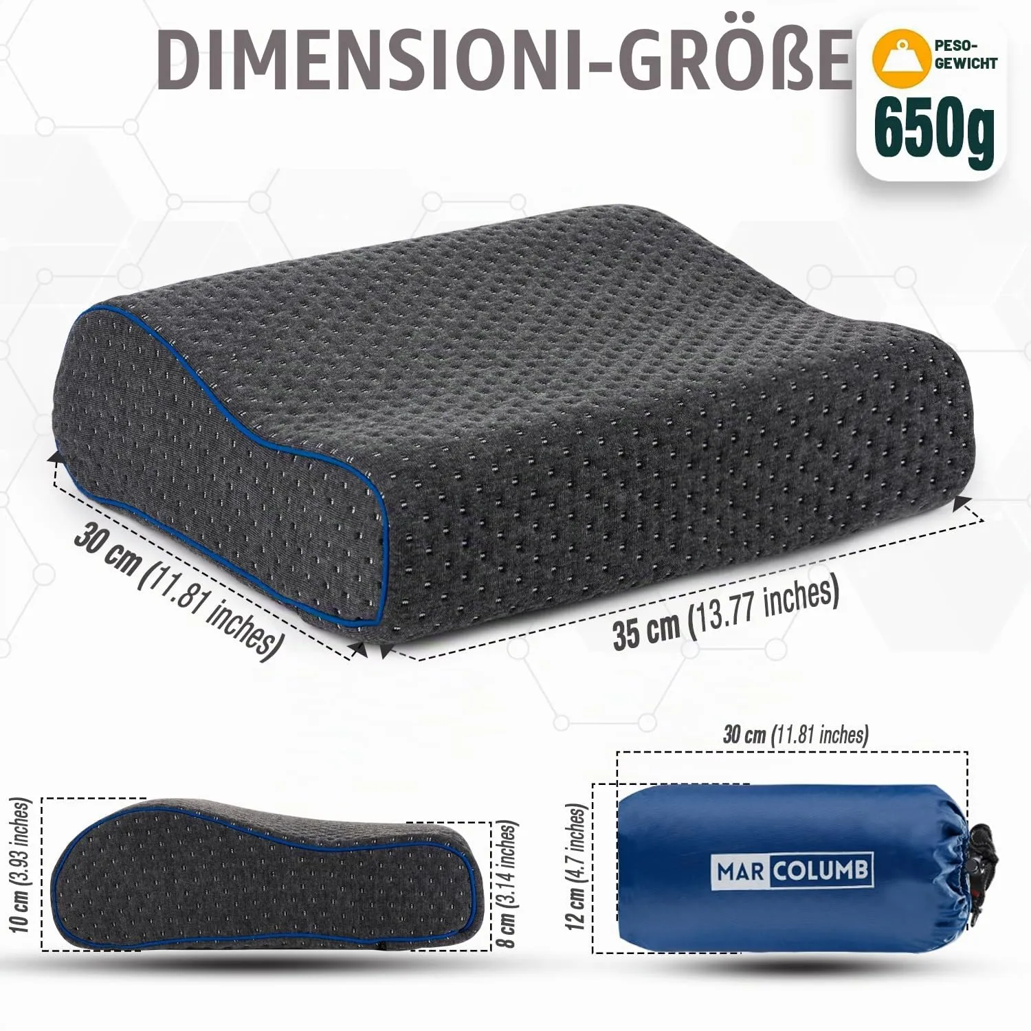Marcolumb Cuscino da viaggio in memory foam con federa termoregolante e borsa impermeabile - immagine 3