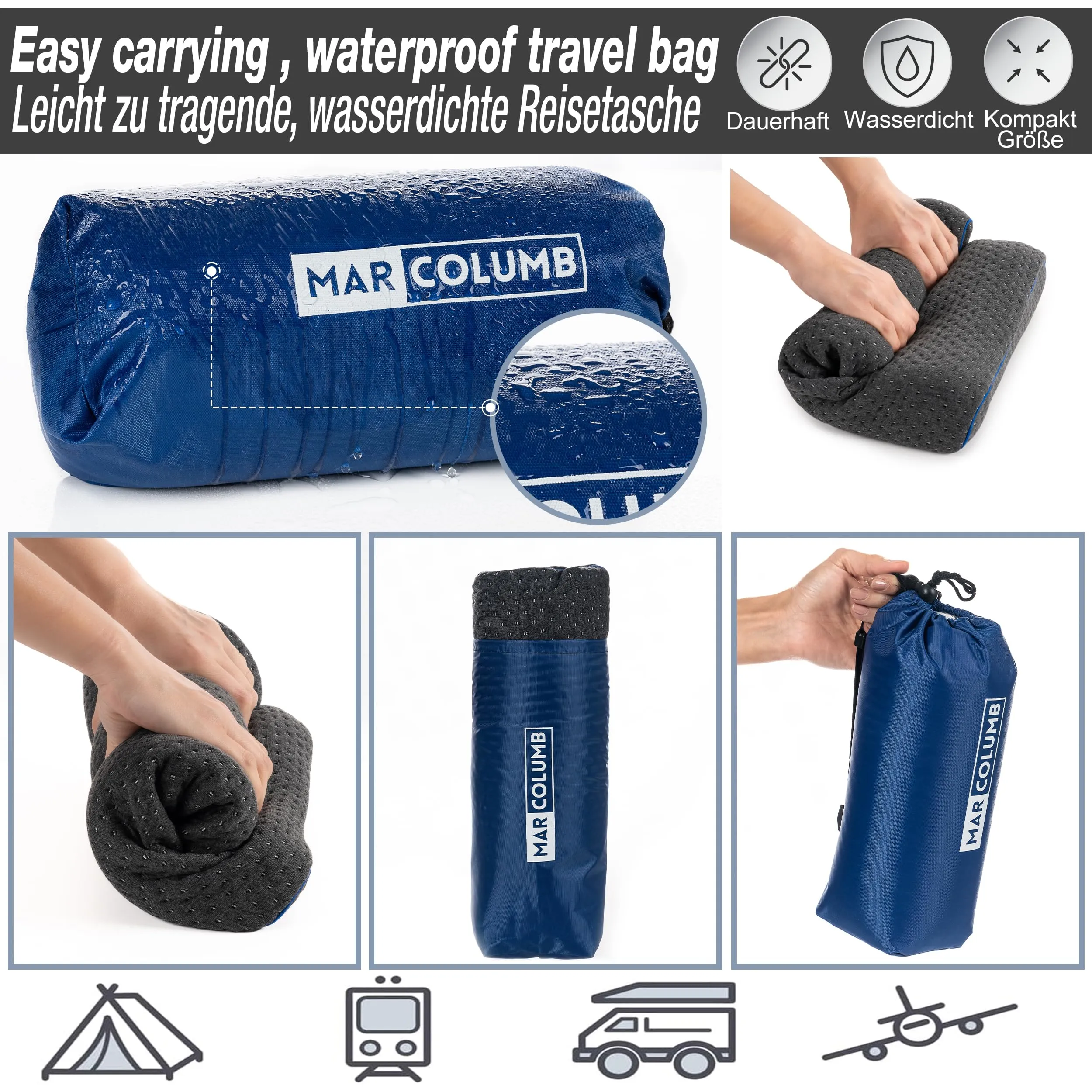 Marcolumb Cuscino da viaggio in memory foam con federa termoregolante e borsa impermeabile - immagine 4