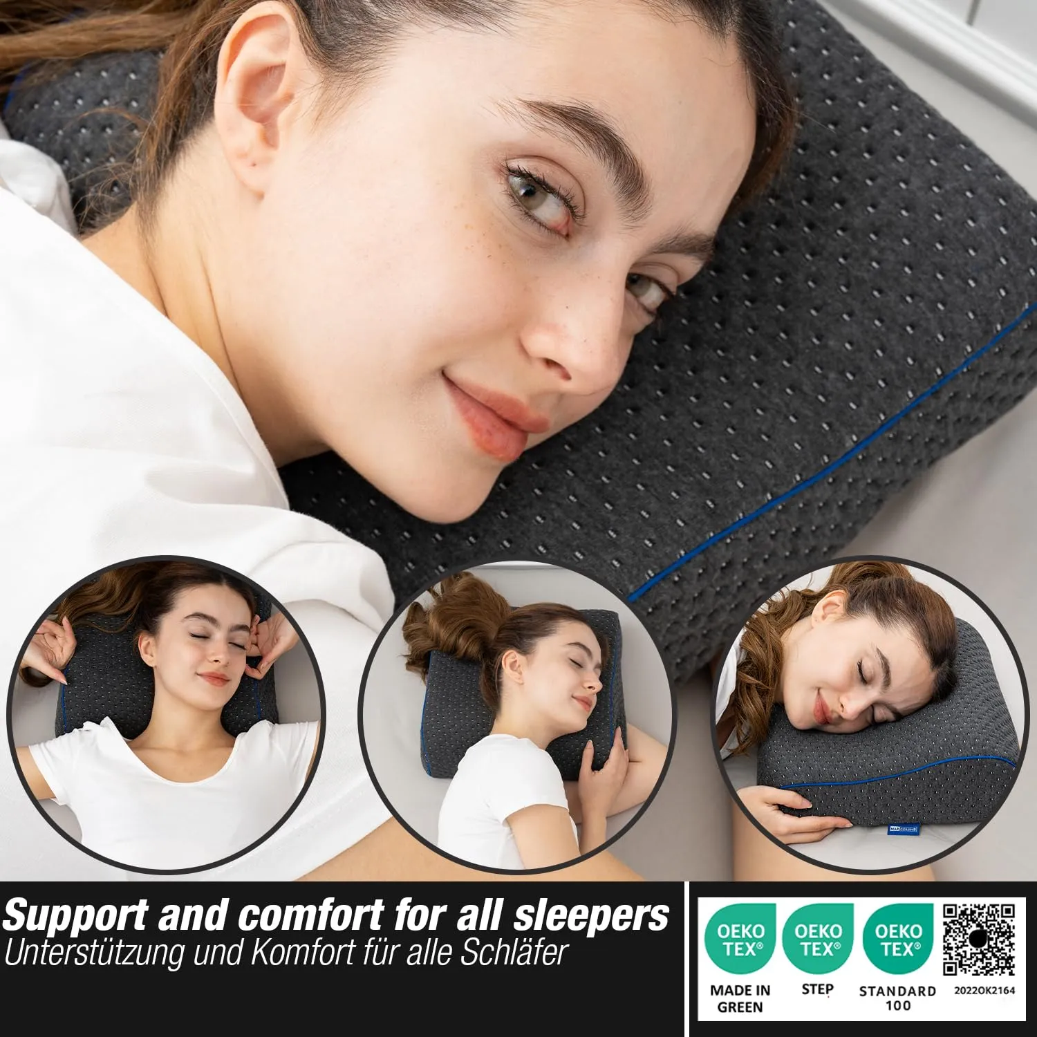Marcolumb Cuscino da viaggio in memory foam con federa termoregolante e borsa impermeabile - immagine 6