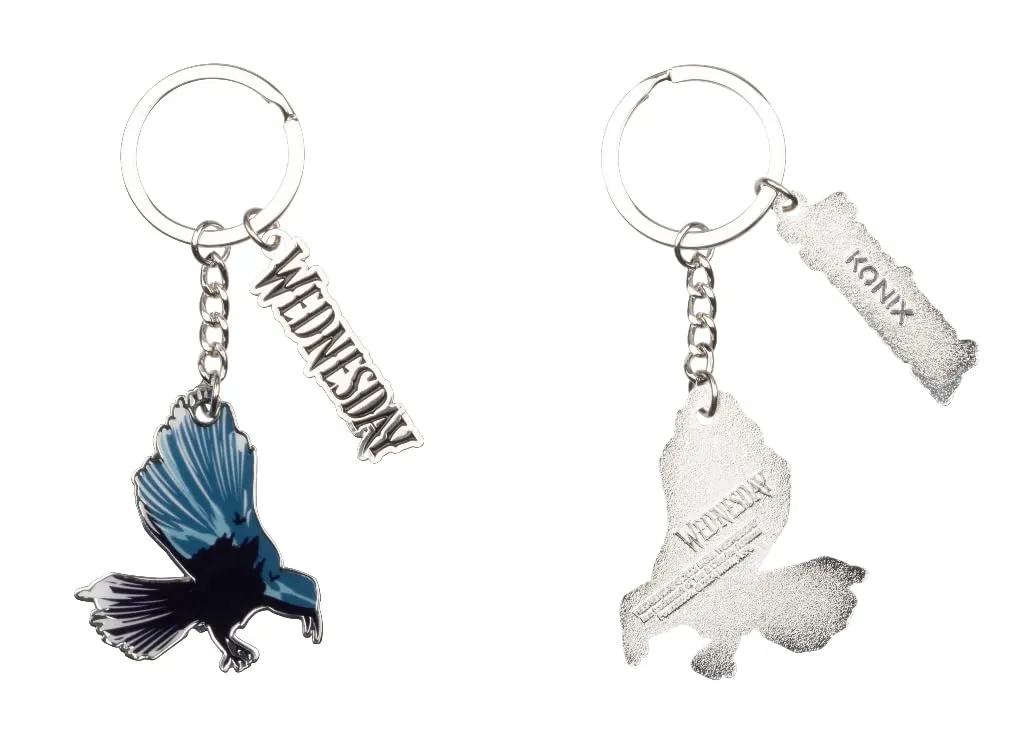 Konix Portachiavi Mercoledì in Metallo, Design Corvo, Blu e Nero - immagine 1
