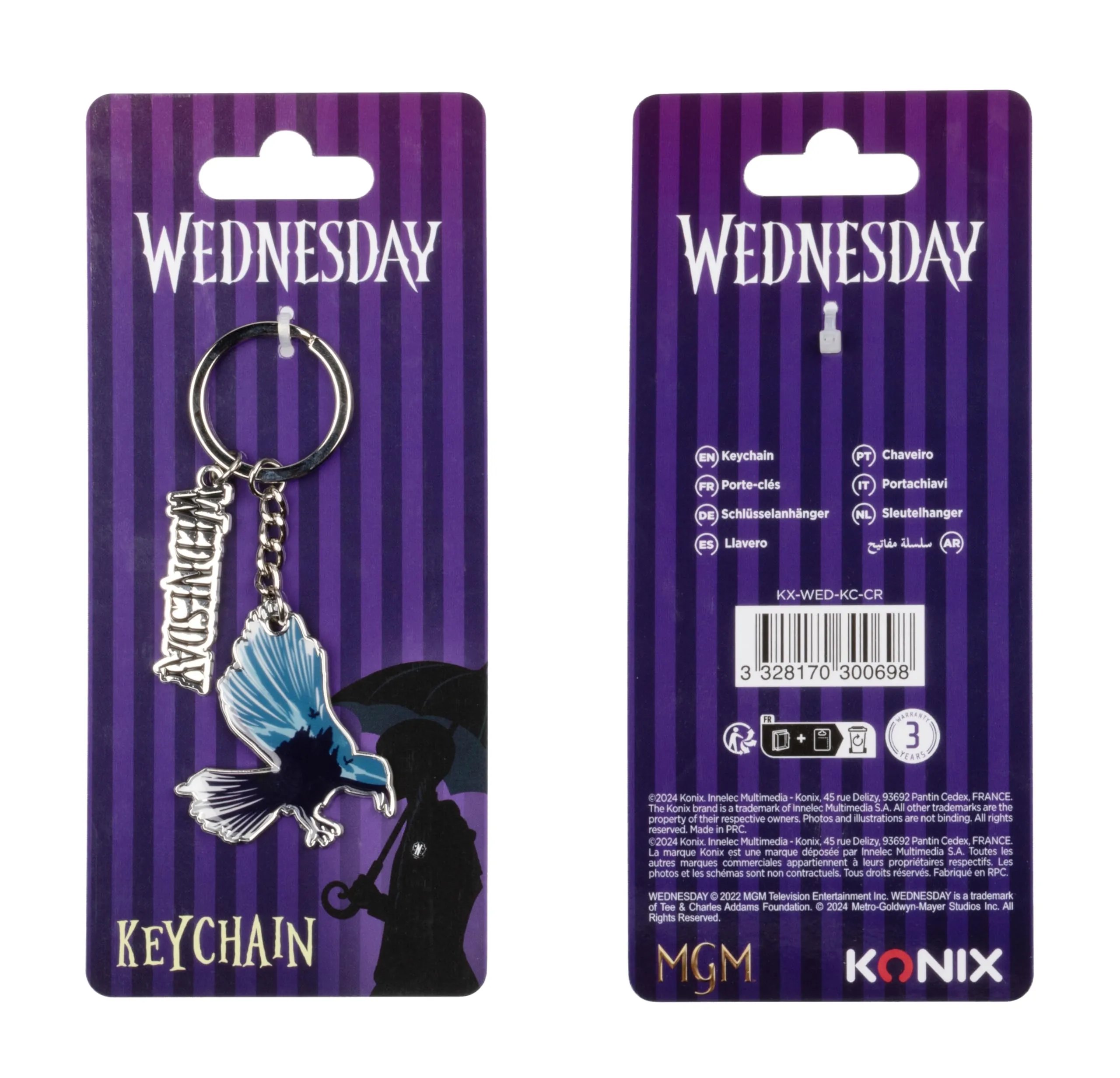 Konix Portachiavi Mercoledì in Metallo, Design Corvo, Blu e Nero - immagine 5