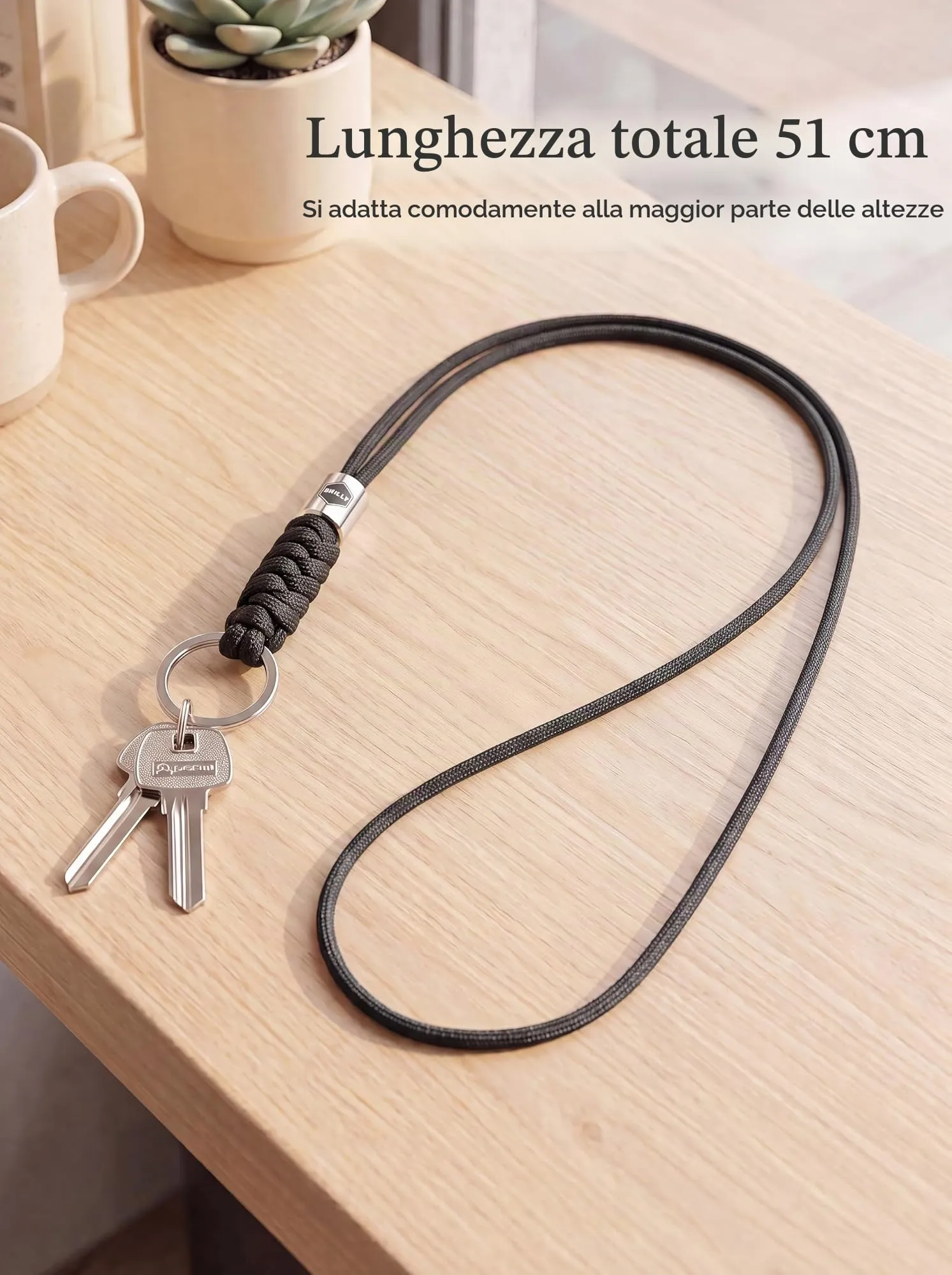 SENLLY Cordino da Collo per Chiavi, Badge e Cellulare in Nylon, Nero Ossidiana - immagine 4