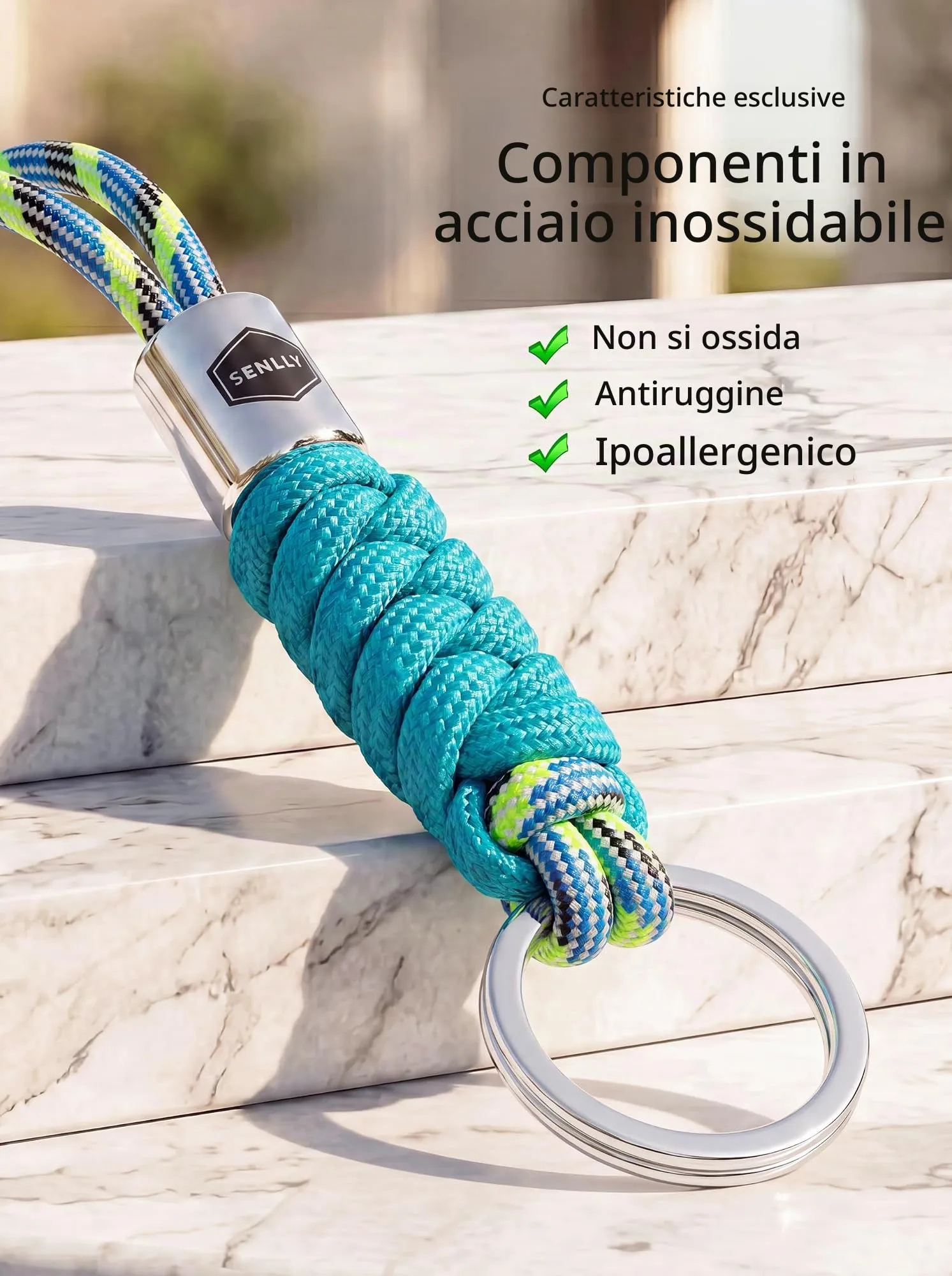 SENLLY Portachiavi da Collo in Paracord per Chiavi, Badge e Cellulare - immagine 5