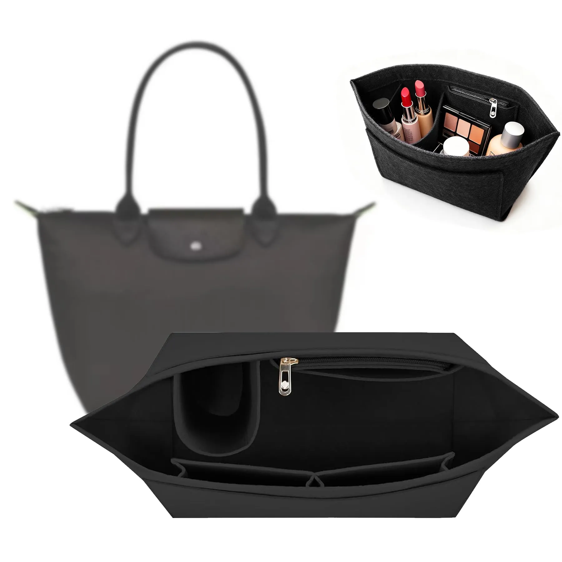 YeahBoom Organizer in Feltro per Borse Longchamp, Misura M, Pieghevole con Scomparti Multipli - immagine 1