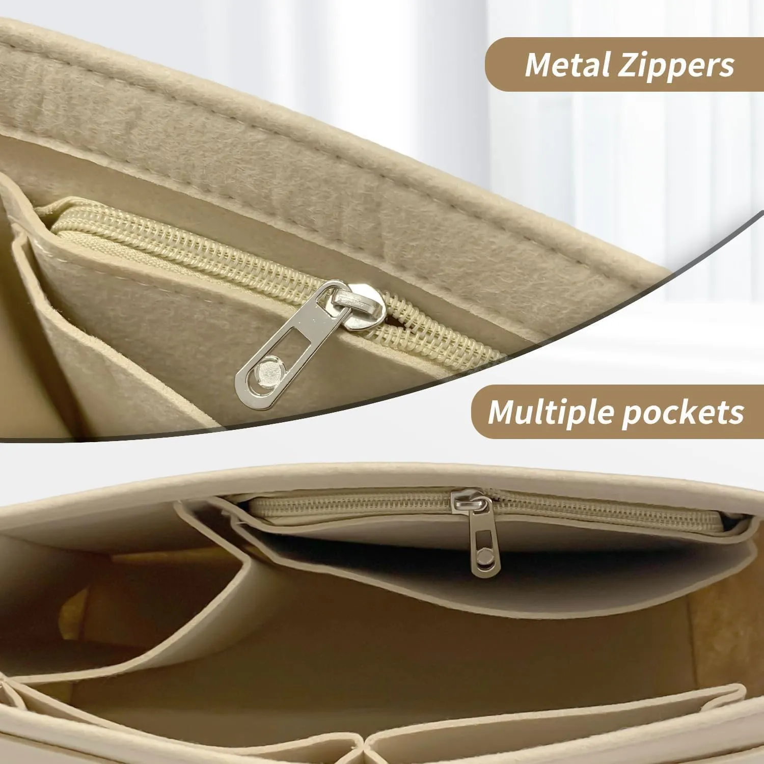 YeahBoom Organizer in Feltro per Borse Longchamp, Misura M, Pieghevole con Scomparti Multipli - immagine 3