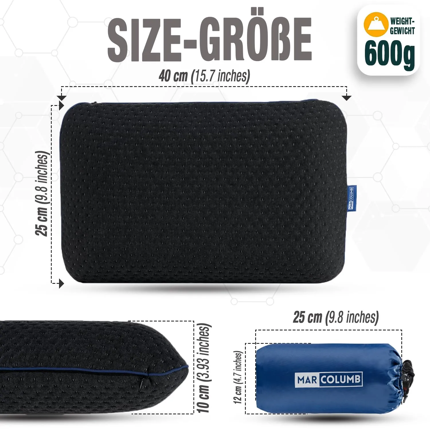 Marcolumb Cuscino da viaggio in memory foam con federa termoregolante e borsa impermeabile - immagine 3