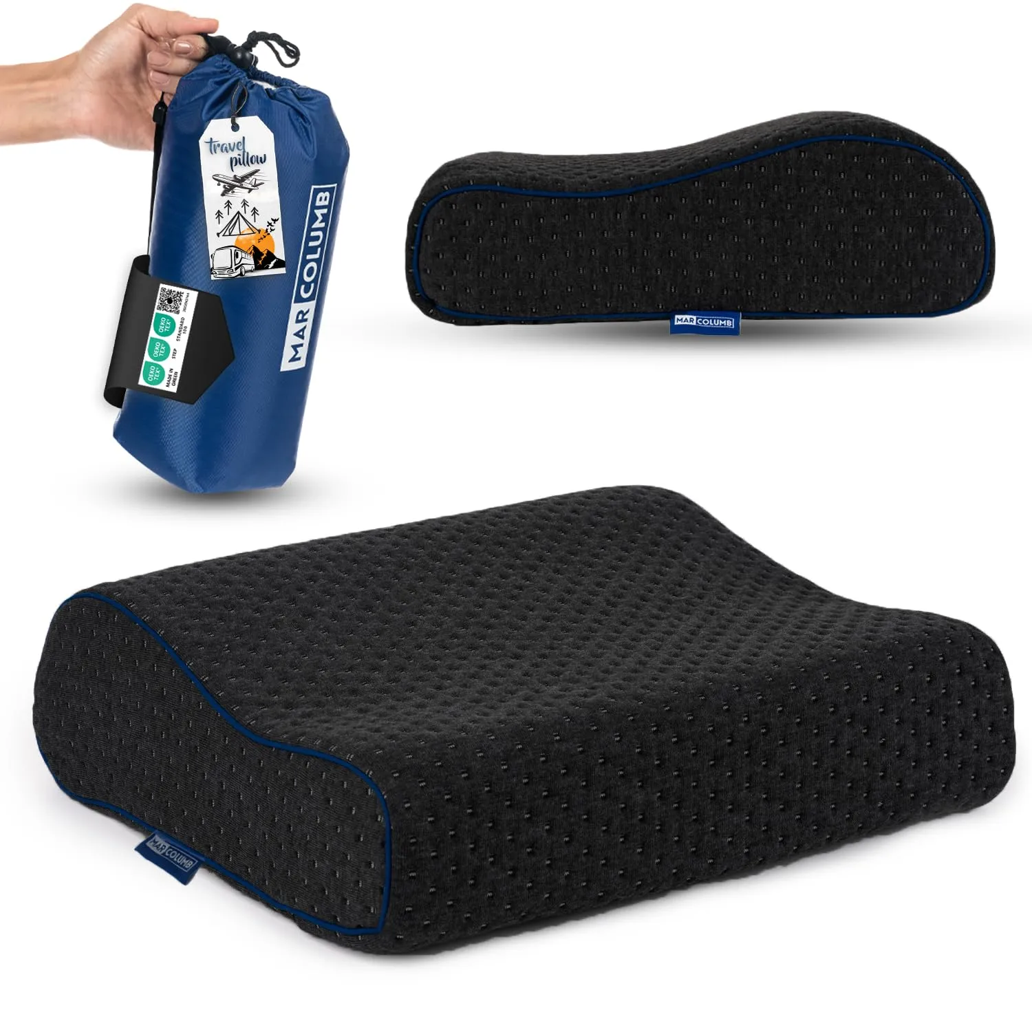 Marcolumb Cuscino da Viaggio in Memory Foam con Federa Termoregolante e Borsa Impermeabile - immagine 1