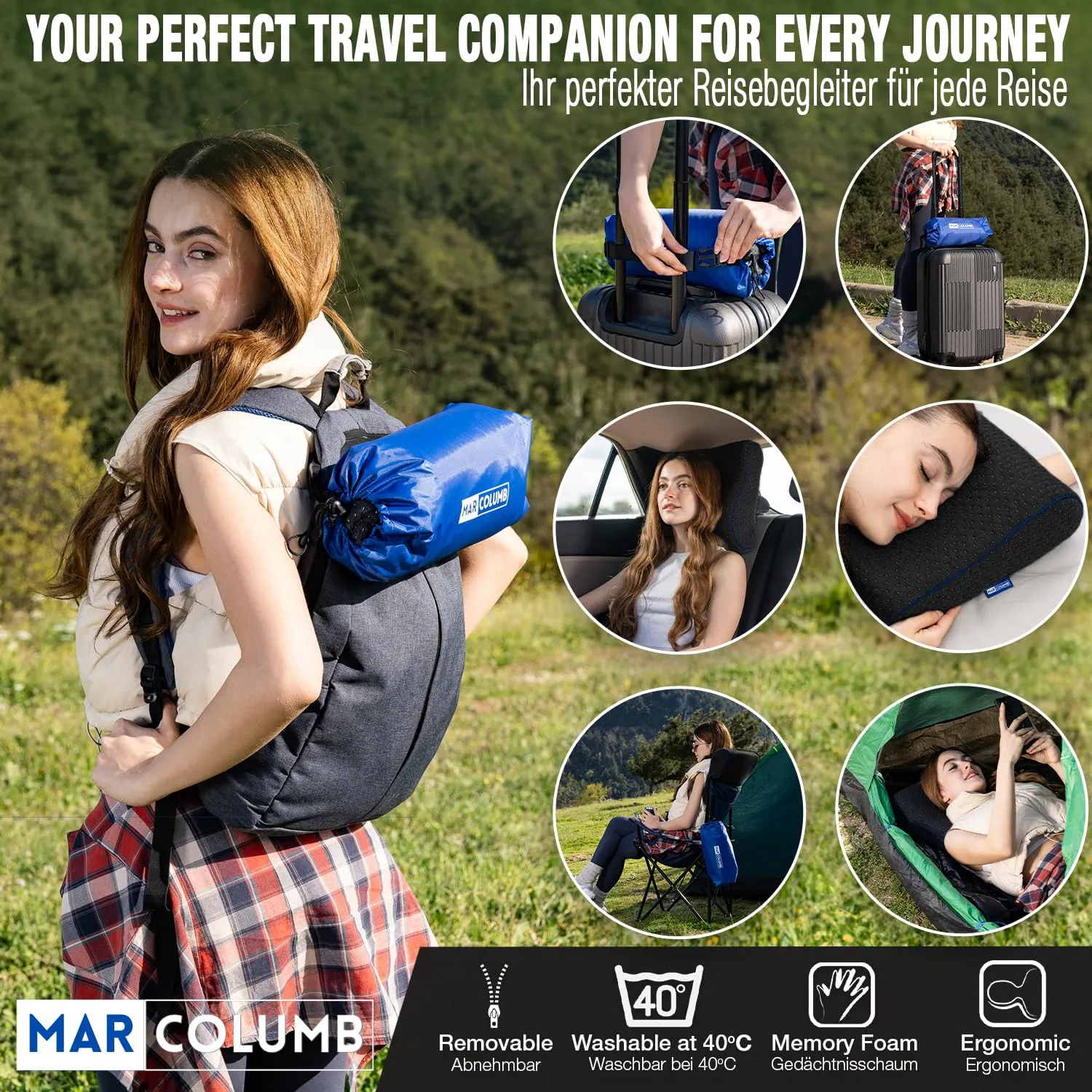 Marcolumb Cuscino da Viaggio in Memory Foam con Federa Termoregolante e Borsa Impermeabile - immagine 6