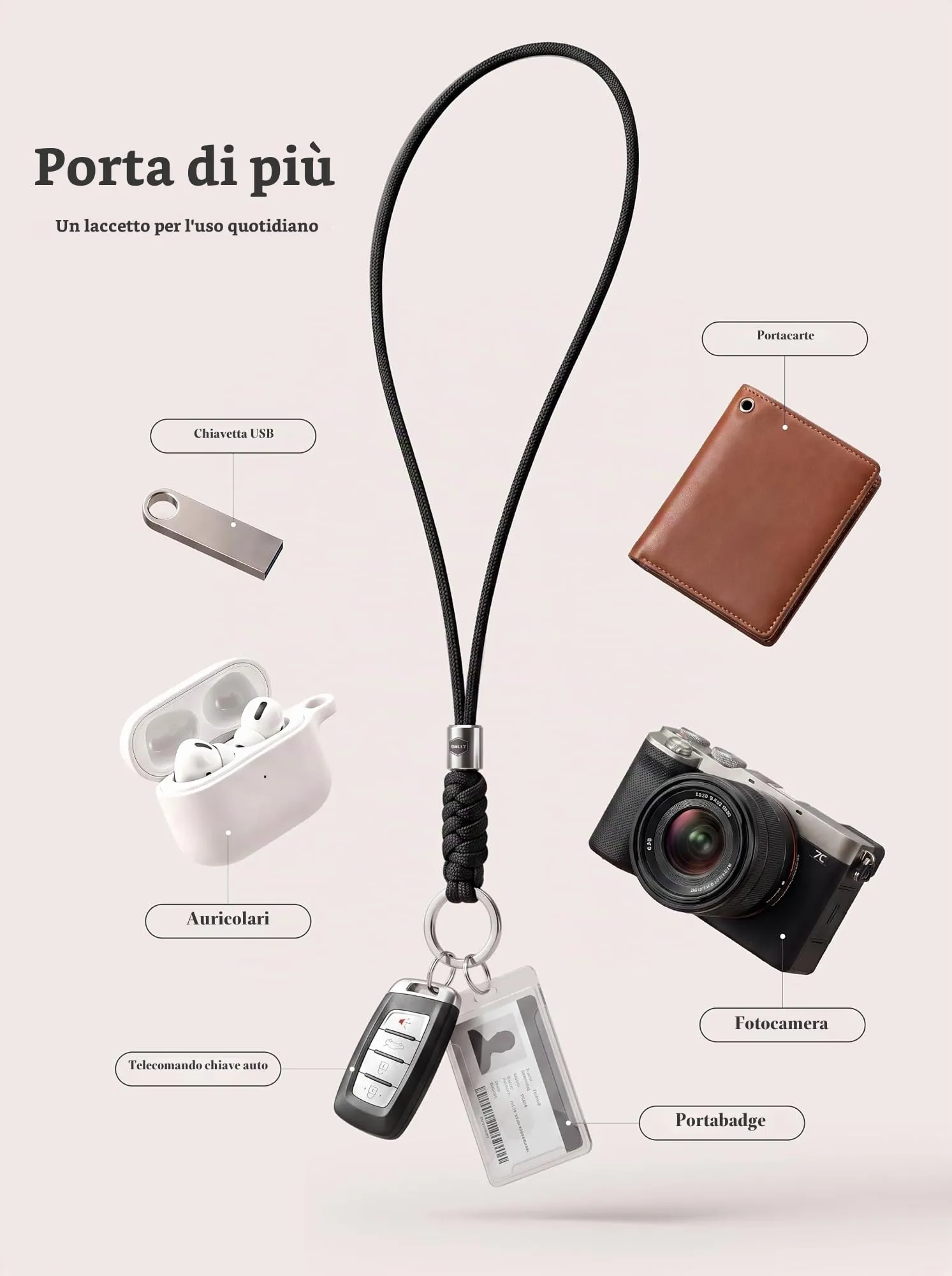 SENLLY Portachiavi da Collo, Cordino per Chiavi, Badge e Cellulare - immagine 8