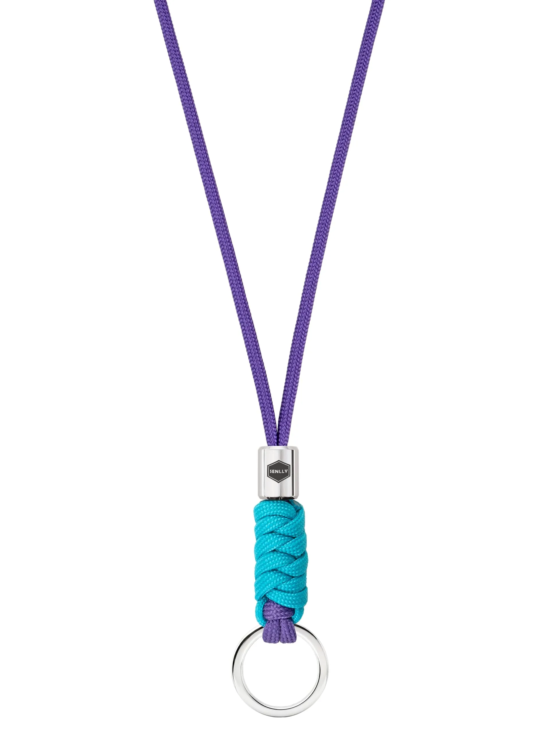 SENLLY Cordino da Collo in Paracord e Acciaio Inossidabile per Chiavi, Badge e Cellulare, 51 cm - Aurora Artica - immagine 1