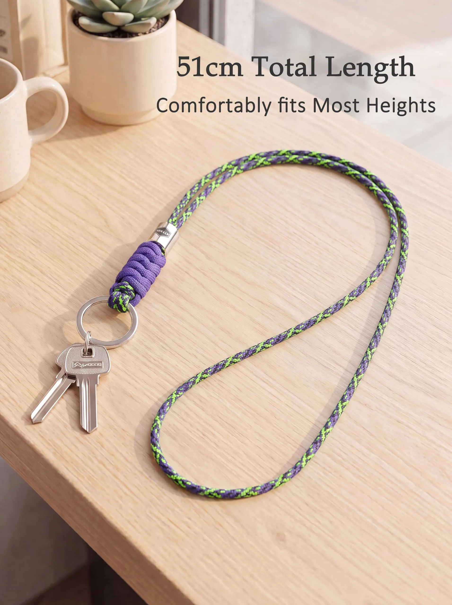 SENLLY Portachiavi da Collo in Paracord per Chiavi, Badge e Cellulare - immagine 4