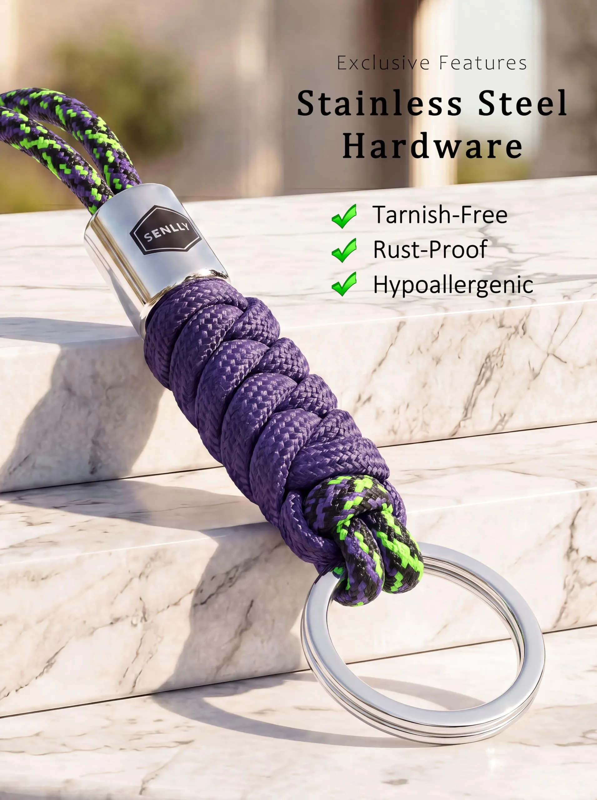 SENLLY Portachiavi da Collo in Paracord per Chiavi, Badge e Cellulare - immagine 5