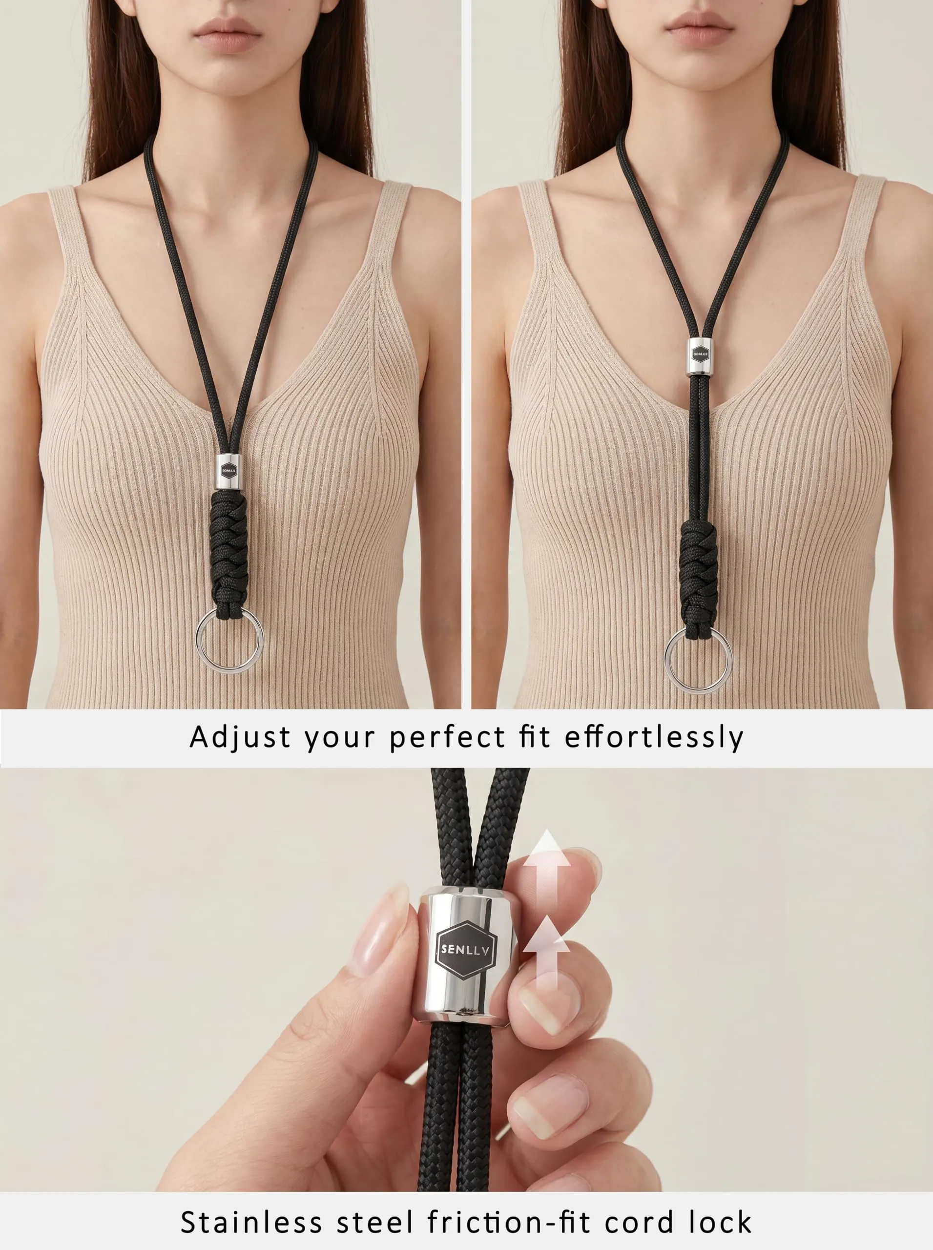 SENLLY Portachiavi da Collo in Paracord per Chiavi, Badge e Cellulare - immagine 7