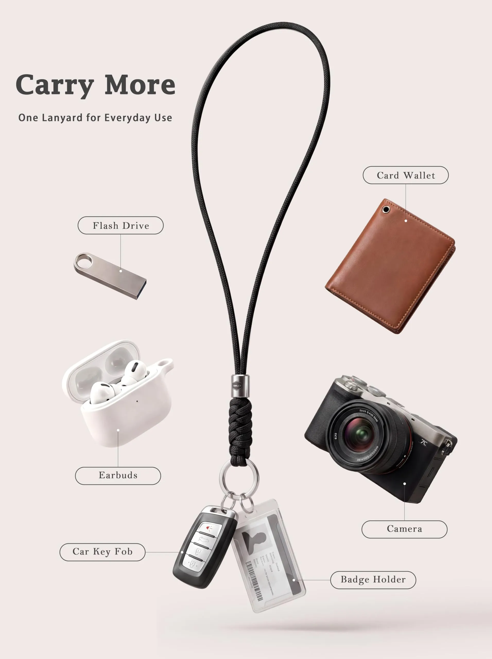 SENLLY Portachiavi da Collo in Paracord per Chiavi, Badge e Cellulare - immagine 8