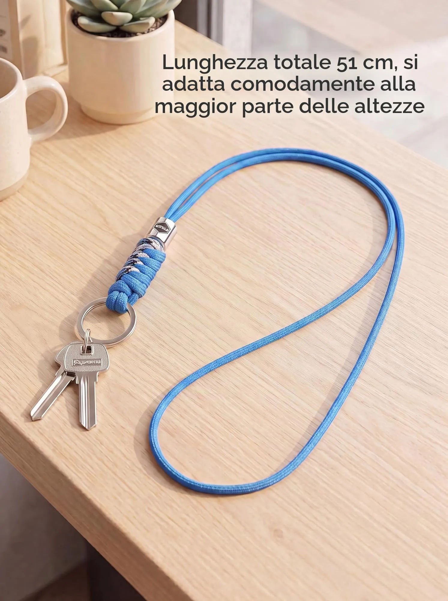 SENLLY Cordino da Collo per Chiavi, Badge e Cellulare in Paracord e Acciaio Inox - immagine 4