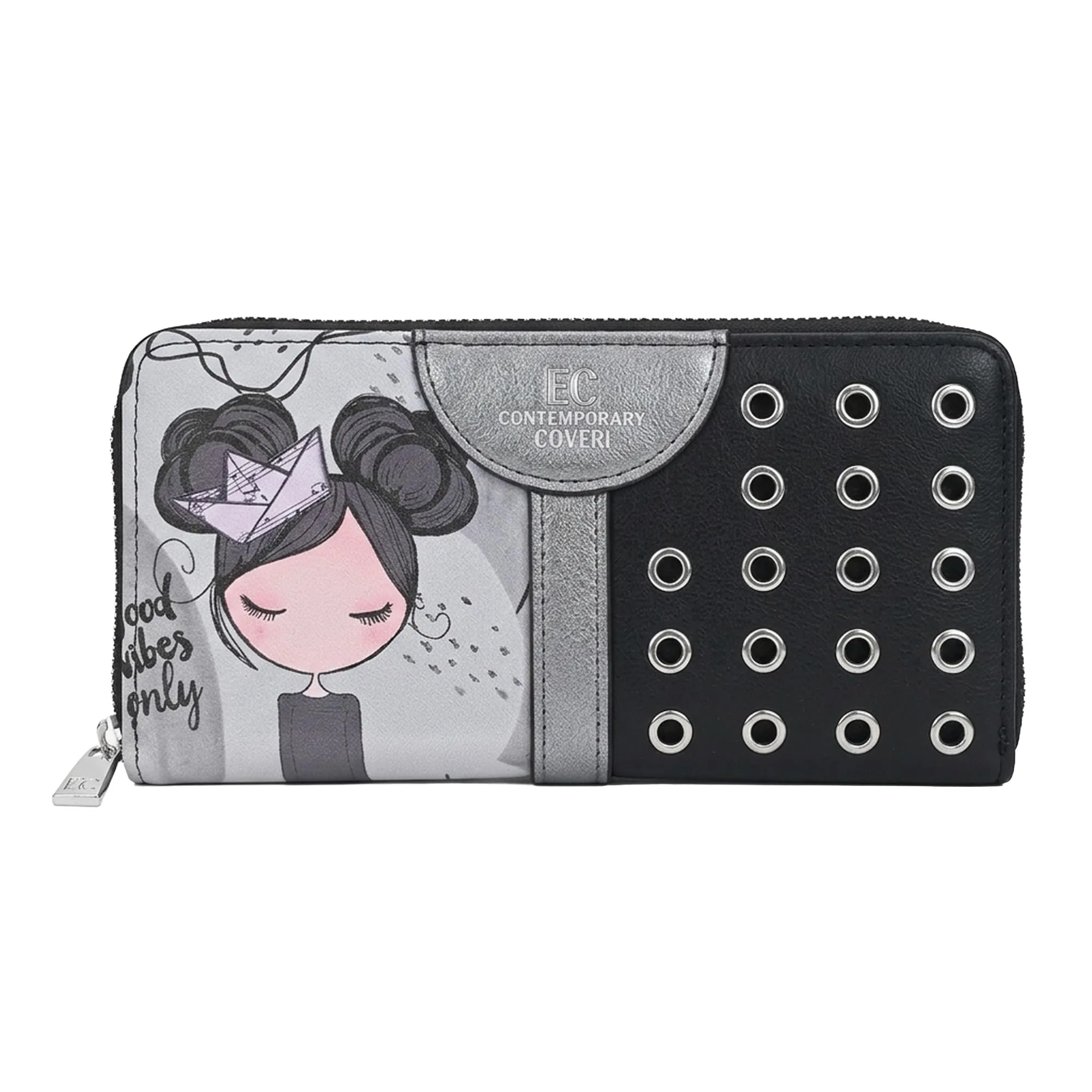 EC Contemporary Coveri Portafoglio Donna in PU con Cerniera Zip Around Grafica Artistica - immagine 1