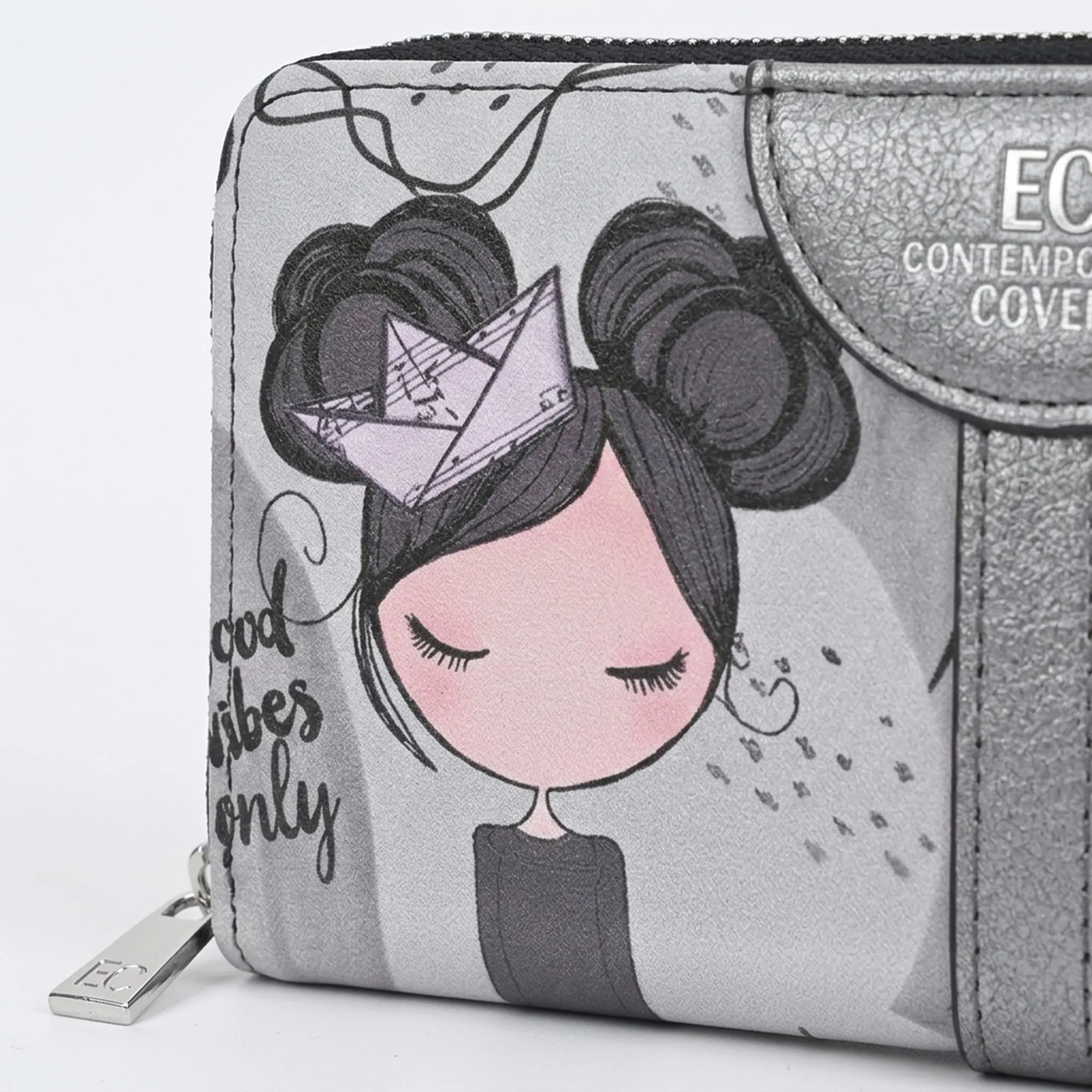 EC Contemporary Coveri Portafoglio Donna in PU con Cerniera Zip Around Grafica Artistica - immagine 6