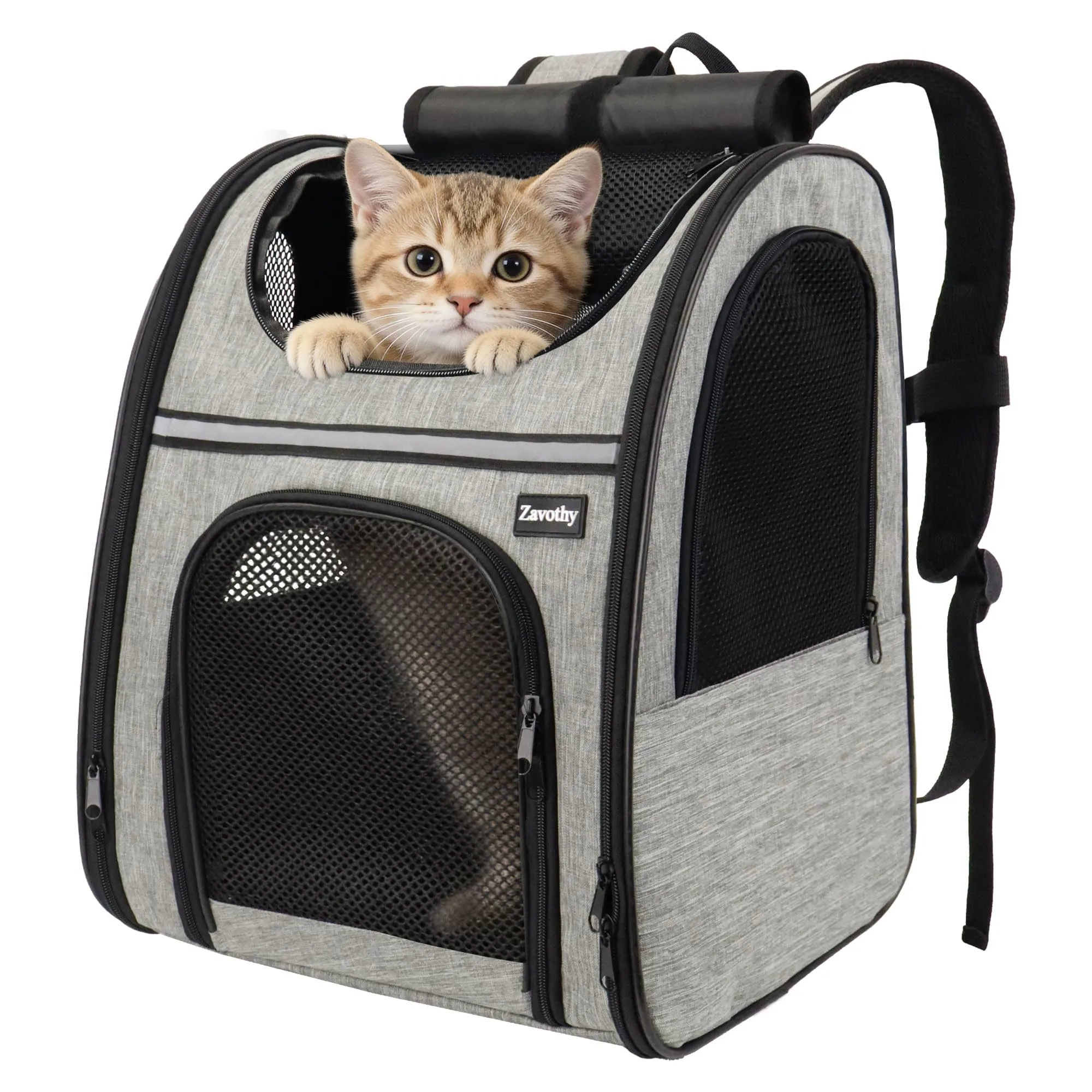 Zavothy Zaino Trasportino per Cani e Gatti, Pieghevole, Traspirante, Grigio - immagine 1
