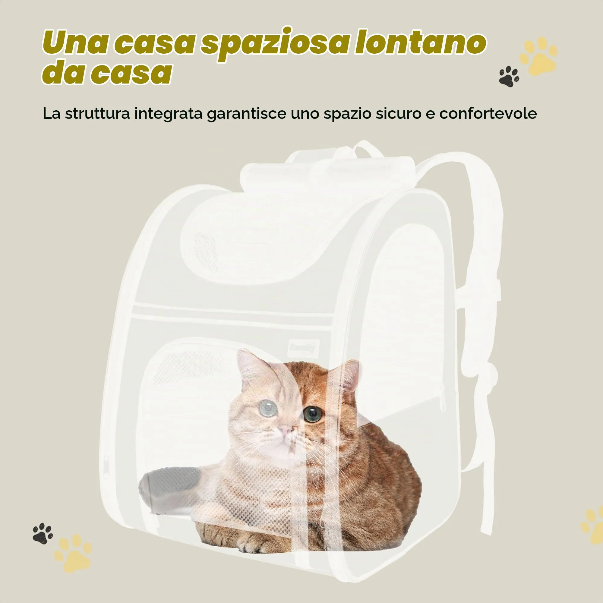 Zavothy Zaino Trasportino per Cani e Gatti, Pieghevole, Traspirante, Grigio - immagine 6